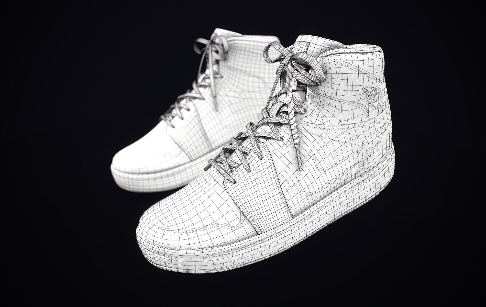 Nike Air Jordan Red White Low-poly 3D model_17