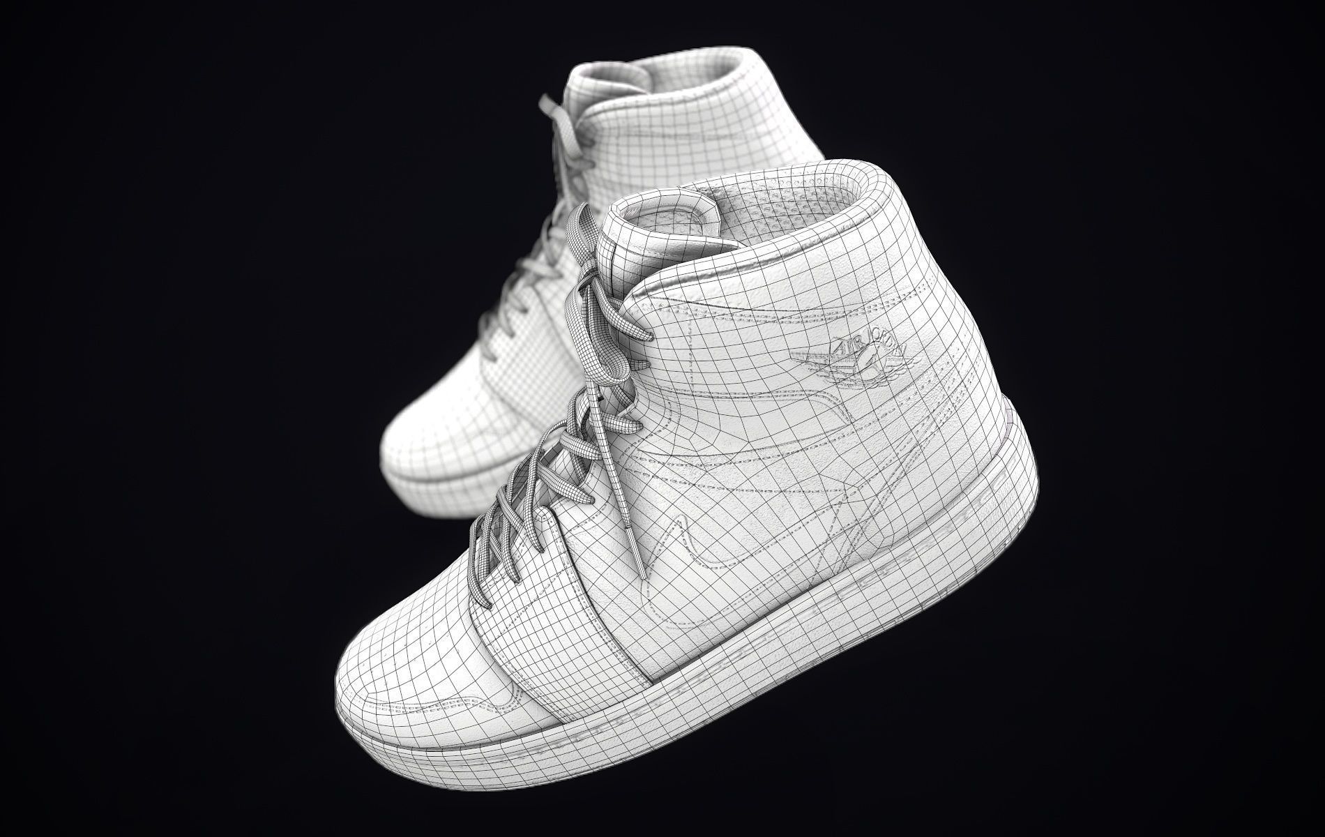 Nike Air Jordan Red White Low-poly 3D model_19