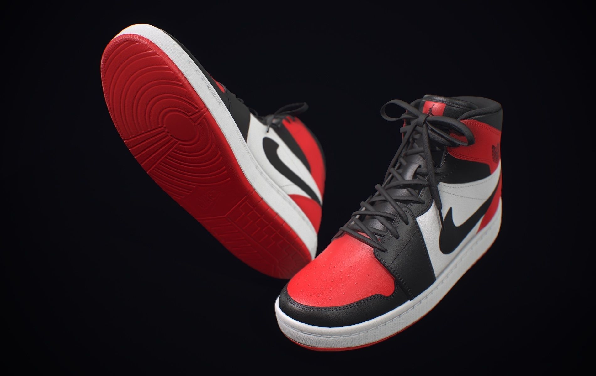 Nike Air Jordan Red White Low-poly 3D model_11