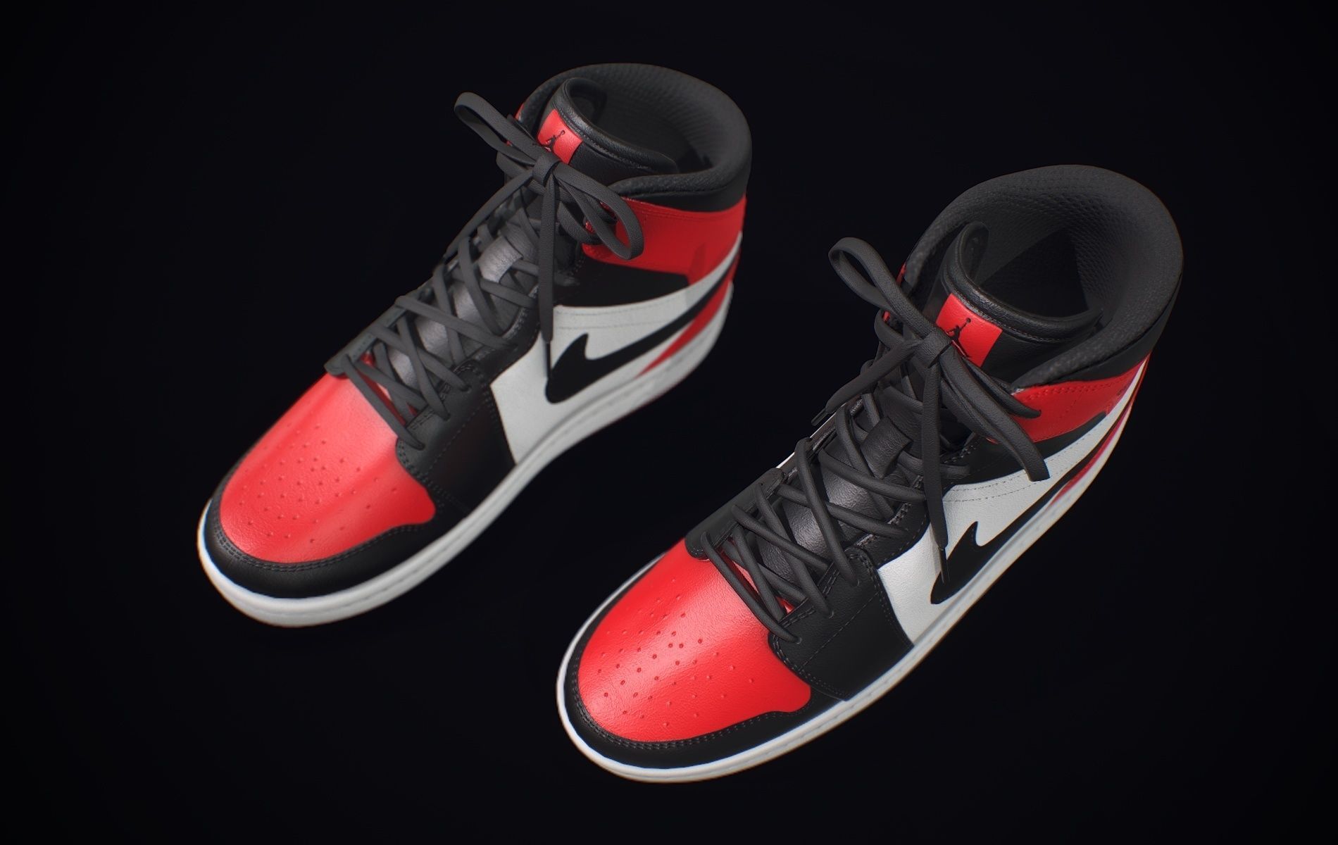 Nike Air Jordan Red White Low-poly 3D model_10