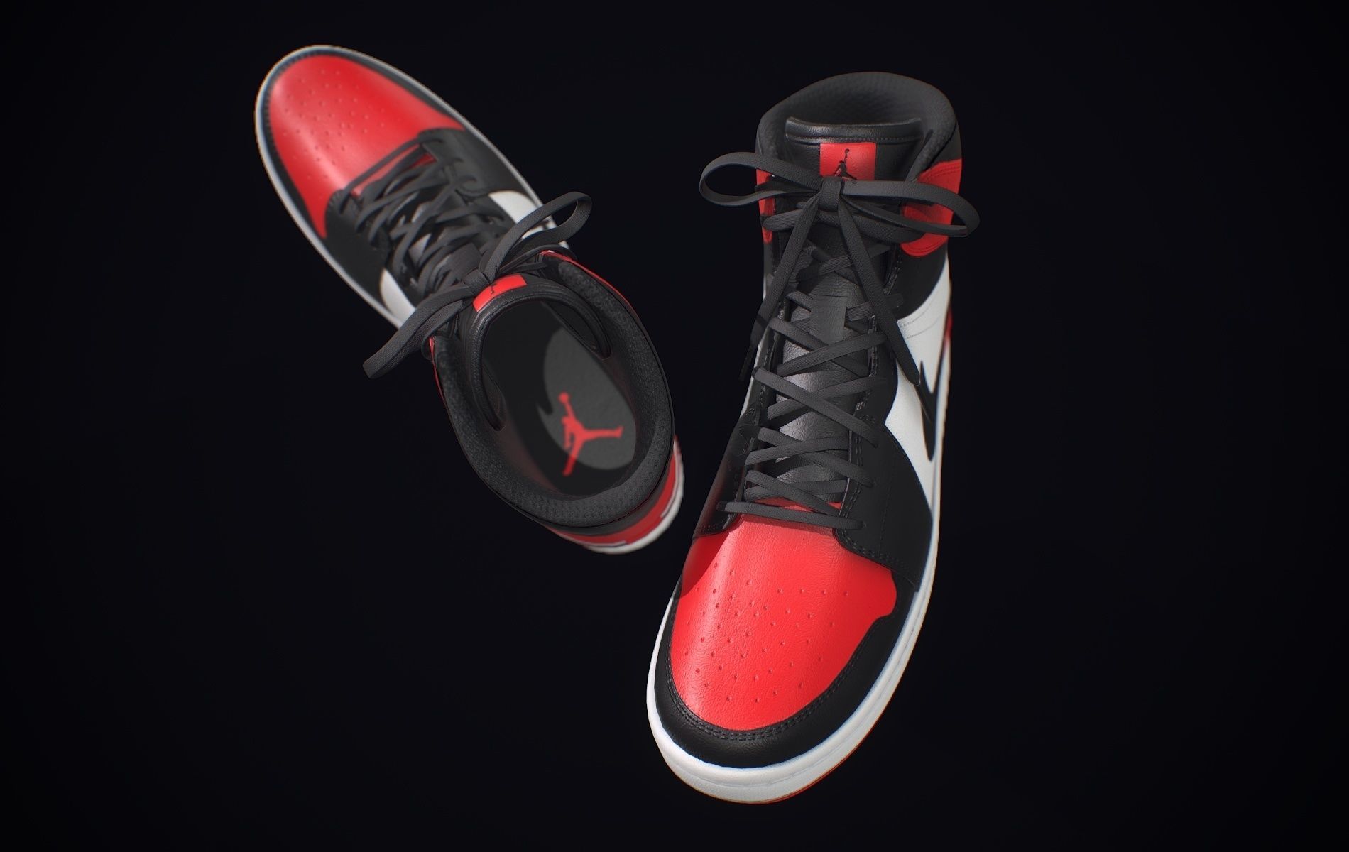 Nike Air Jordan Red White Low-poly 3D model_16