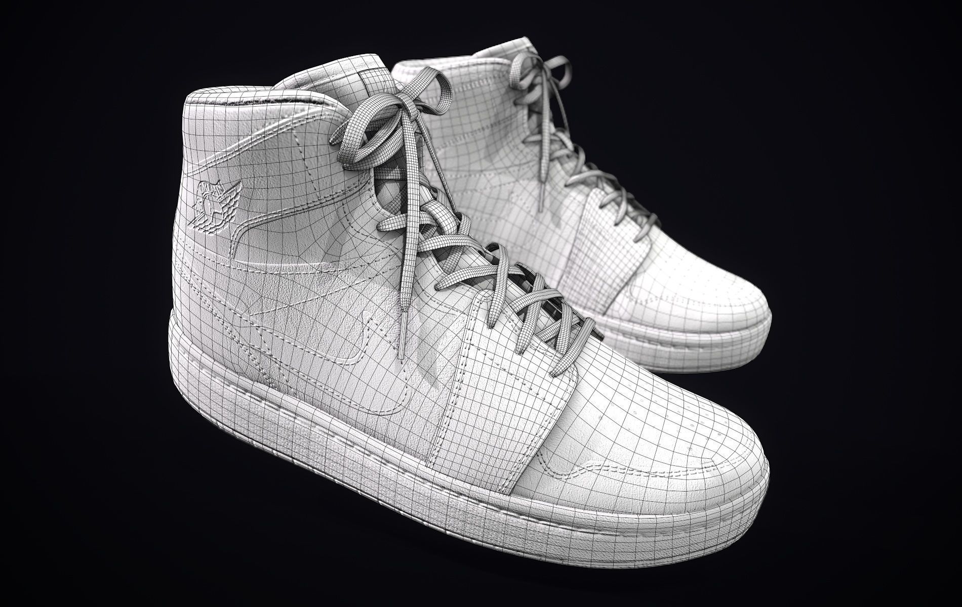 Nike Air Jordan Red White Low-poly 3D model_20