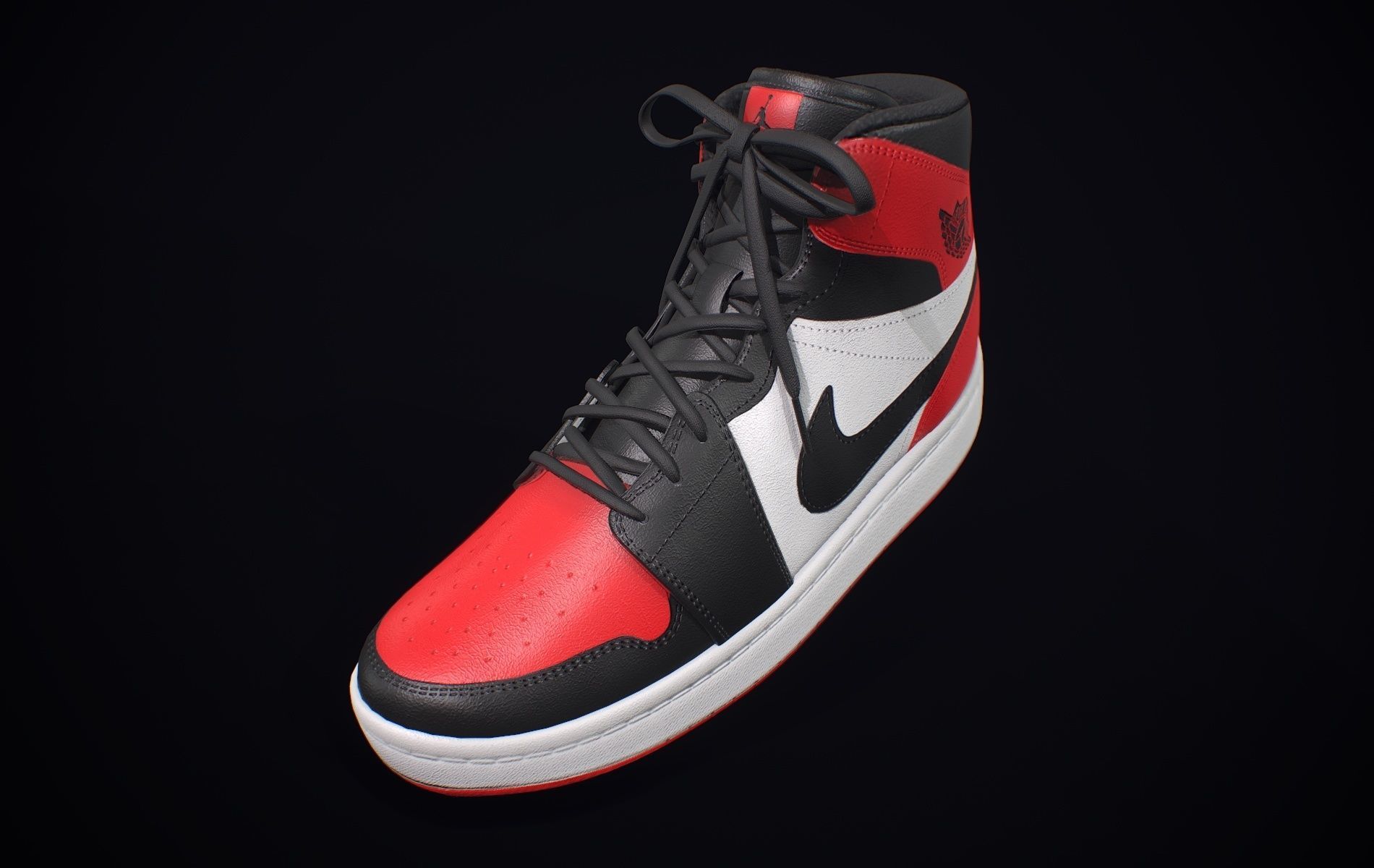 Nike Air Jordan Red White Low-poly 3D model_4