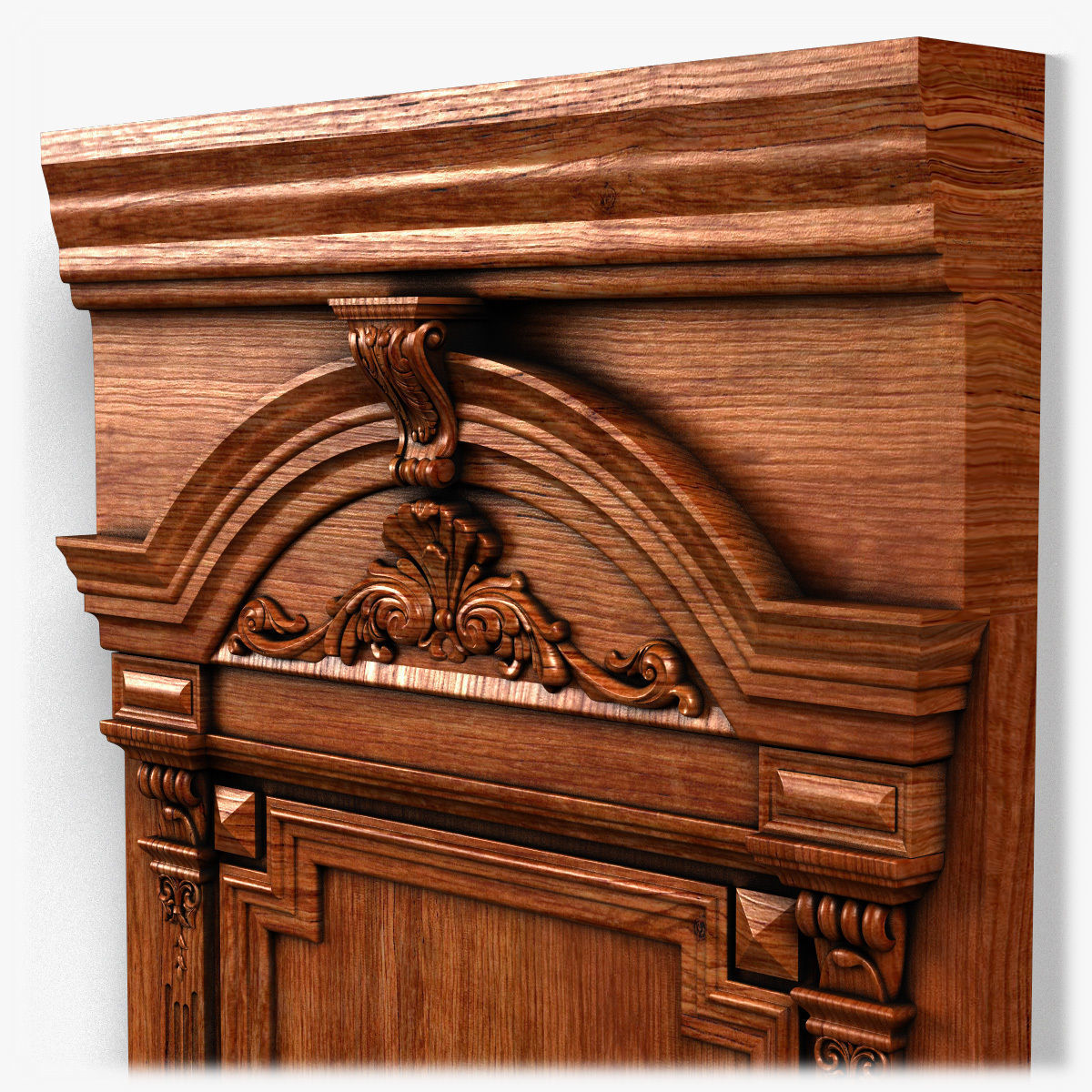 Door0050 wooden door with ornate carvings 3D model_2