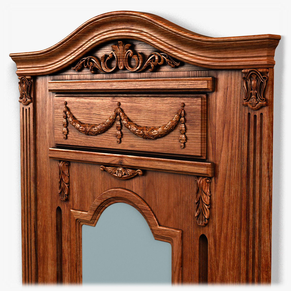 Door0053 ornate wooden door 3D model_2