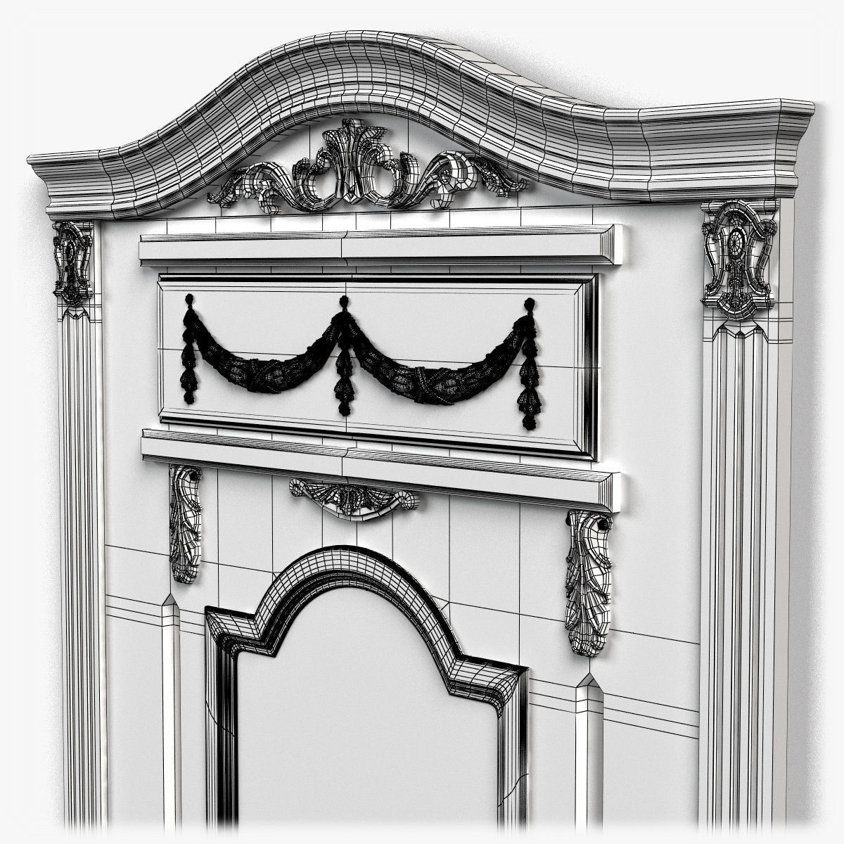 Door0053 ornate wooden door 3D model_12