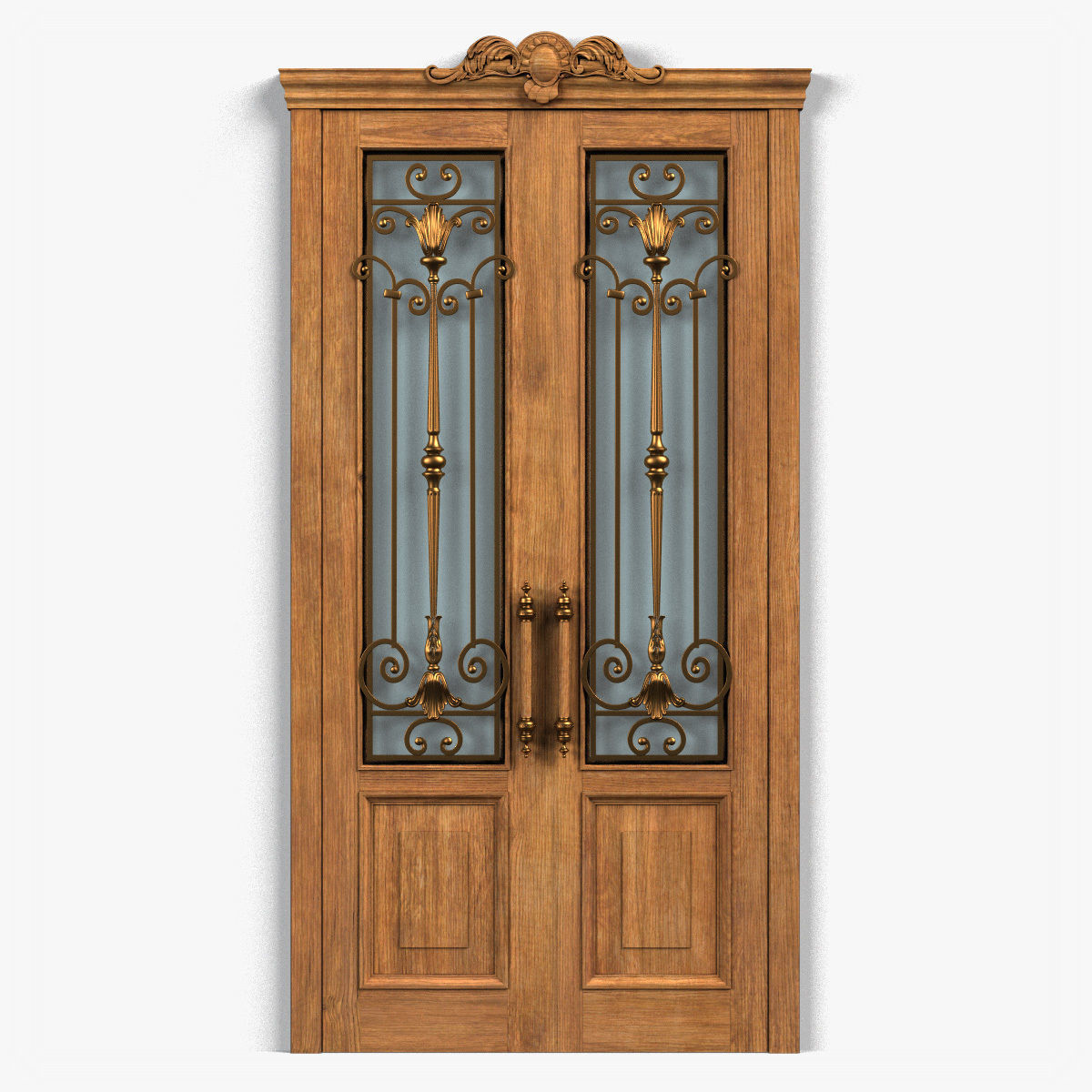 Door0054 ornate wooden door 3D model_7