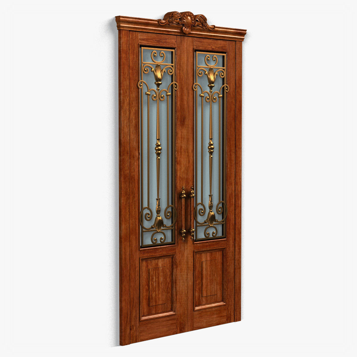 Door0054 ornate wooden door 3D model_1
