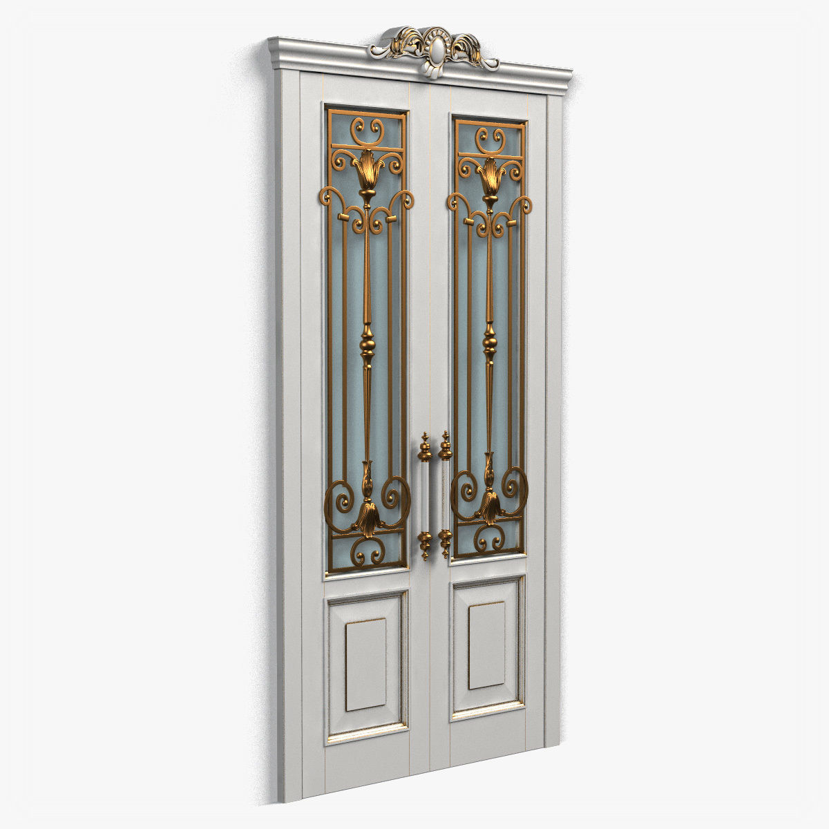 Door0054 ornate wooden door 3D model_6