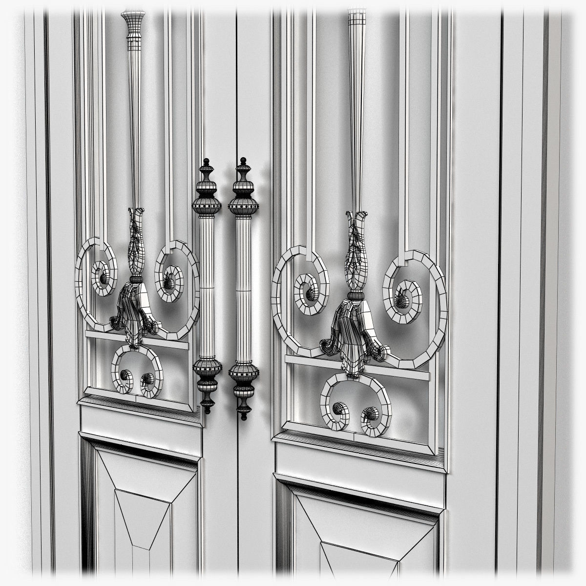 Door0054 ornate wooden door 3D model_13