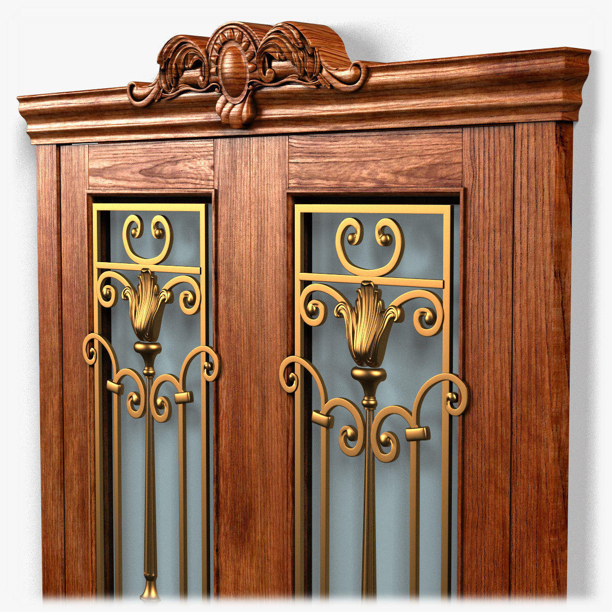 Door0054 ornate wooden door 3D model_2