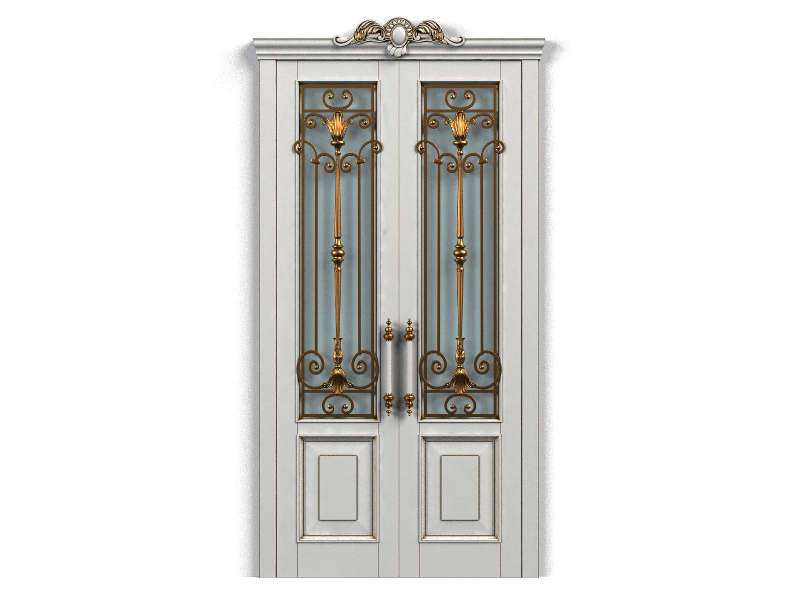 Door0054 ornate wooden door 3D model_5