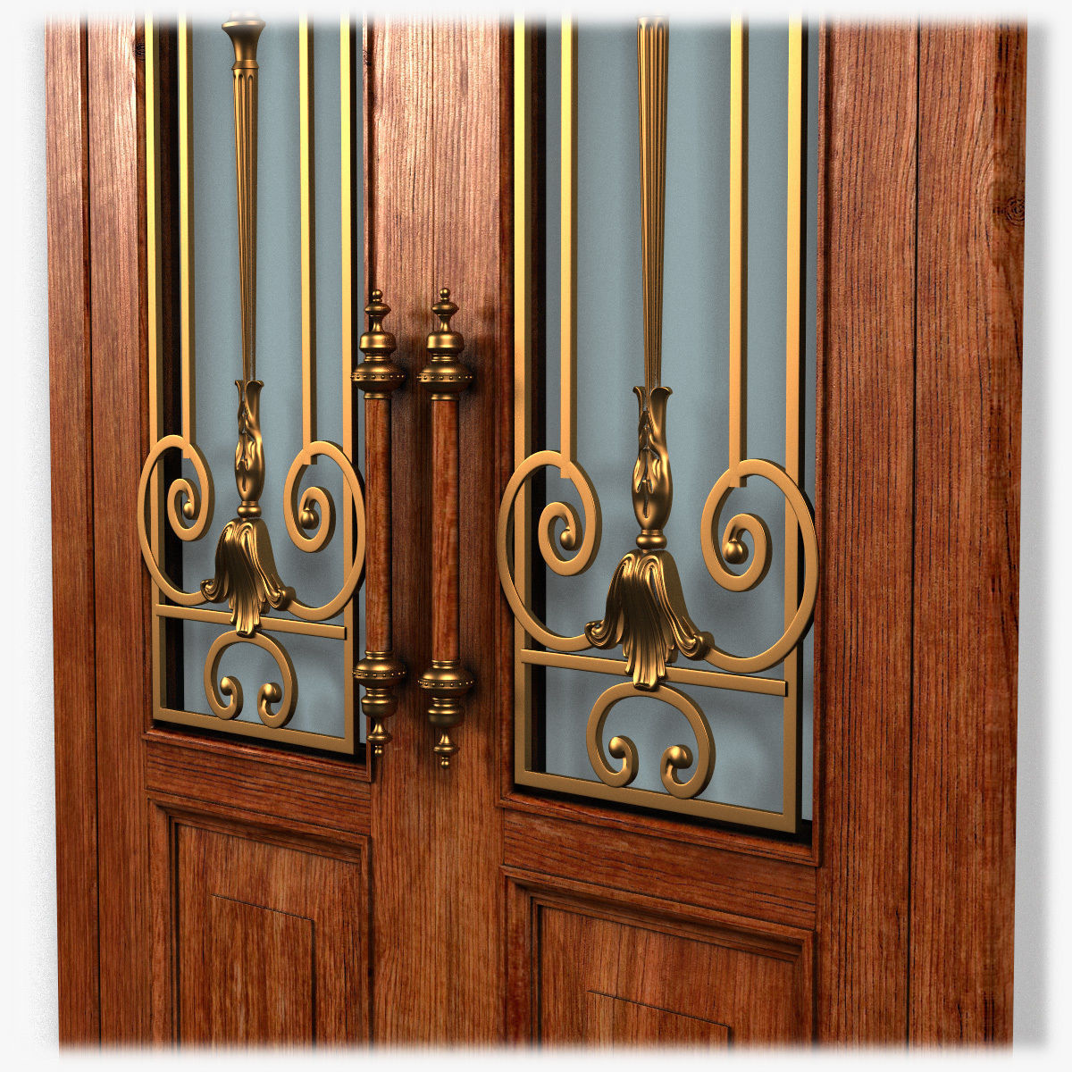 Door0054 ornate wooden door 3D model_3