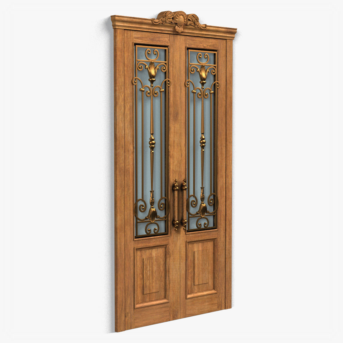 Door0054 ornate wooden door 3D model_8