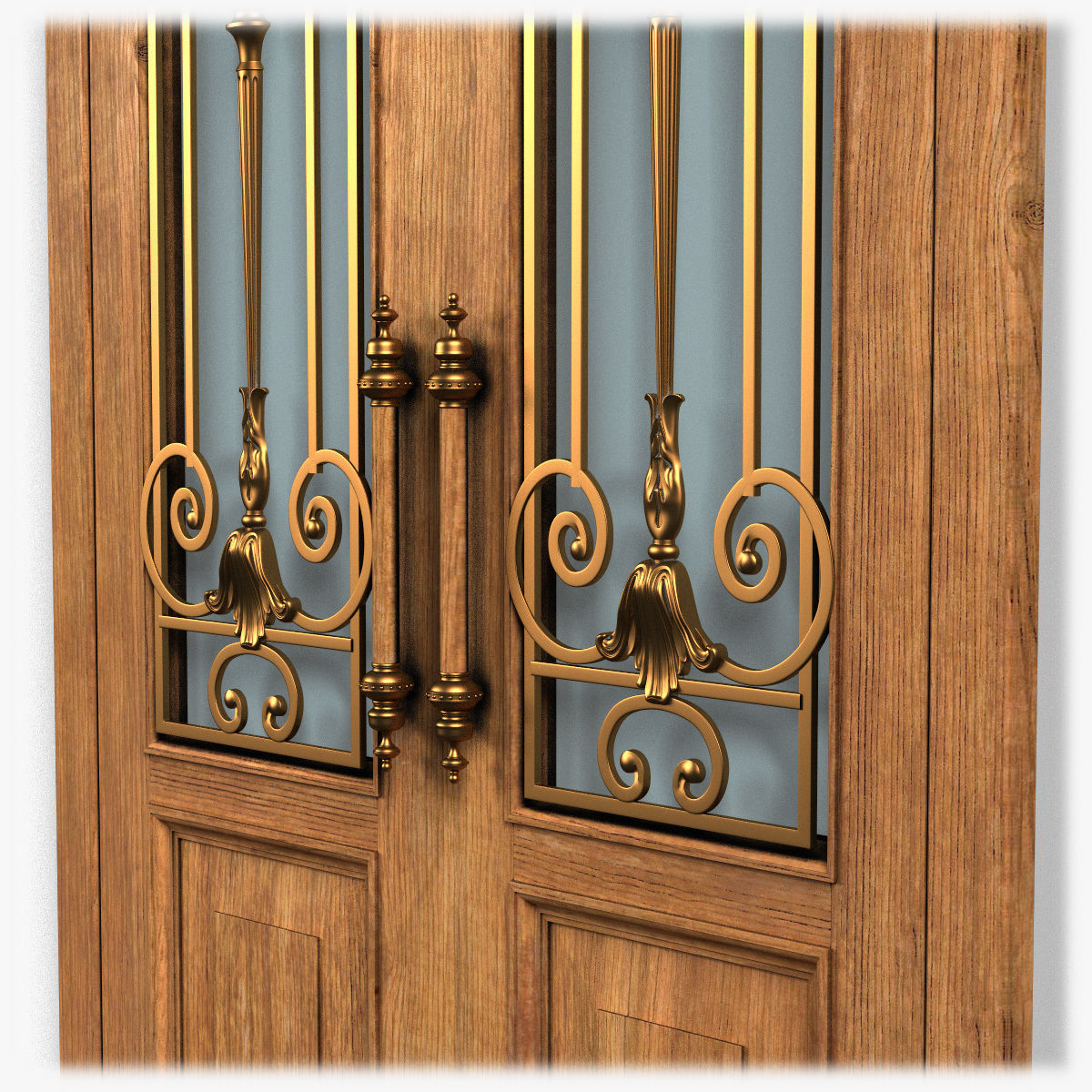 Door0054 ornate wooden door 3D model_10