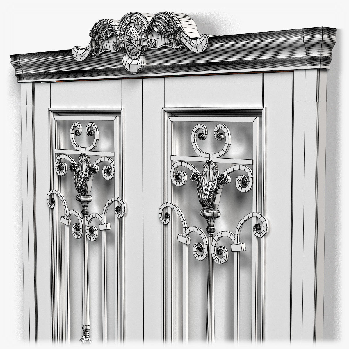 Door0054 ornate wooden door 3D model_12