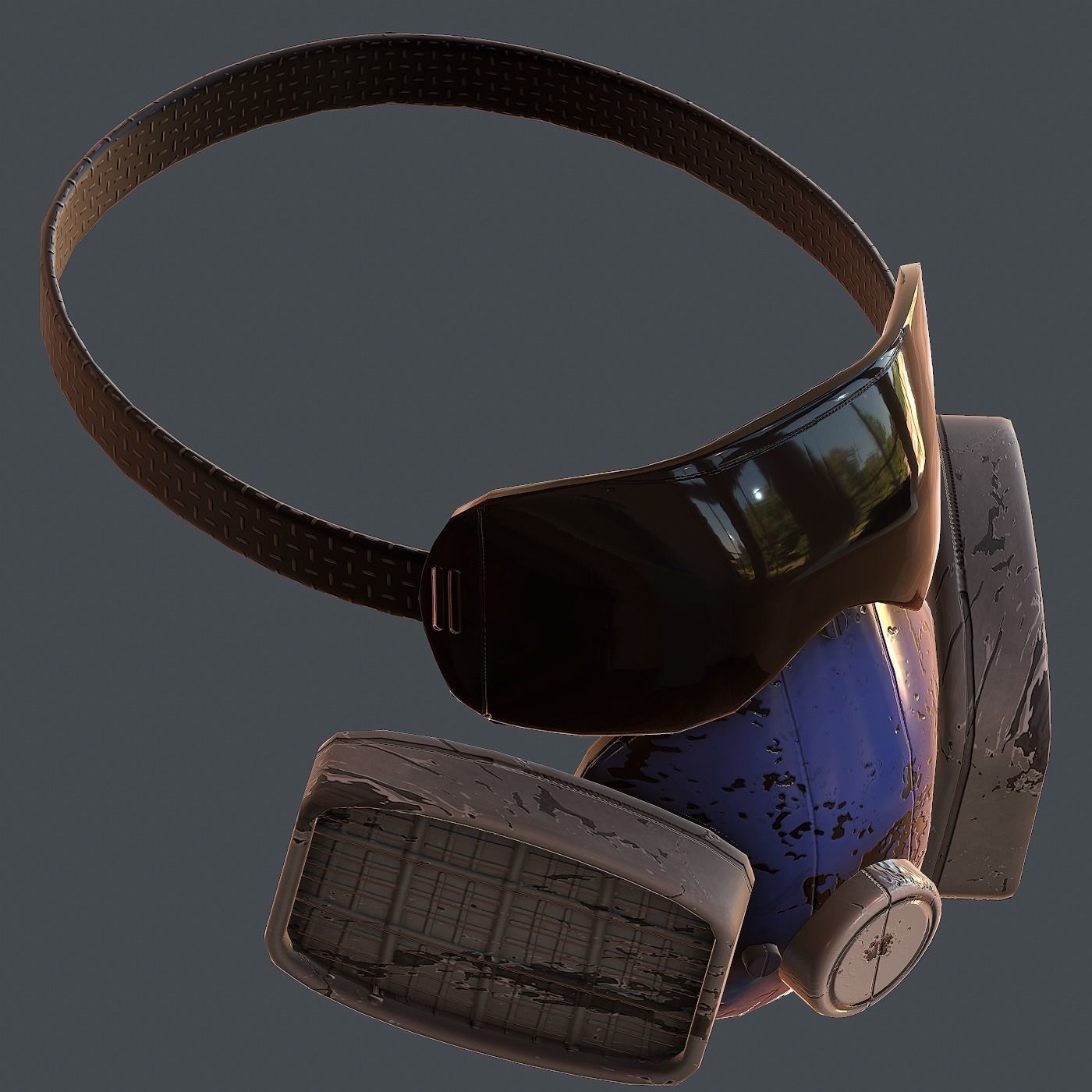 Gas mask helmet 3d model scifi Low-poly Low-poly 3D model_3