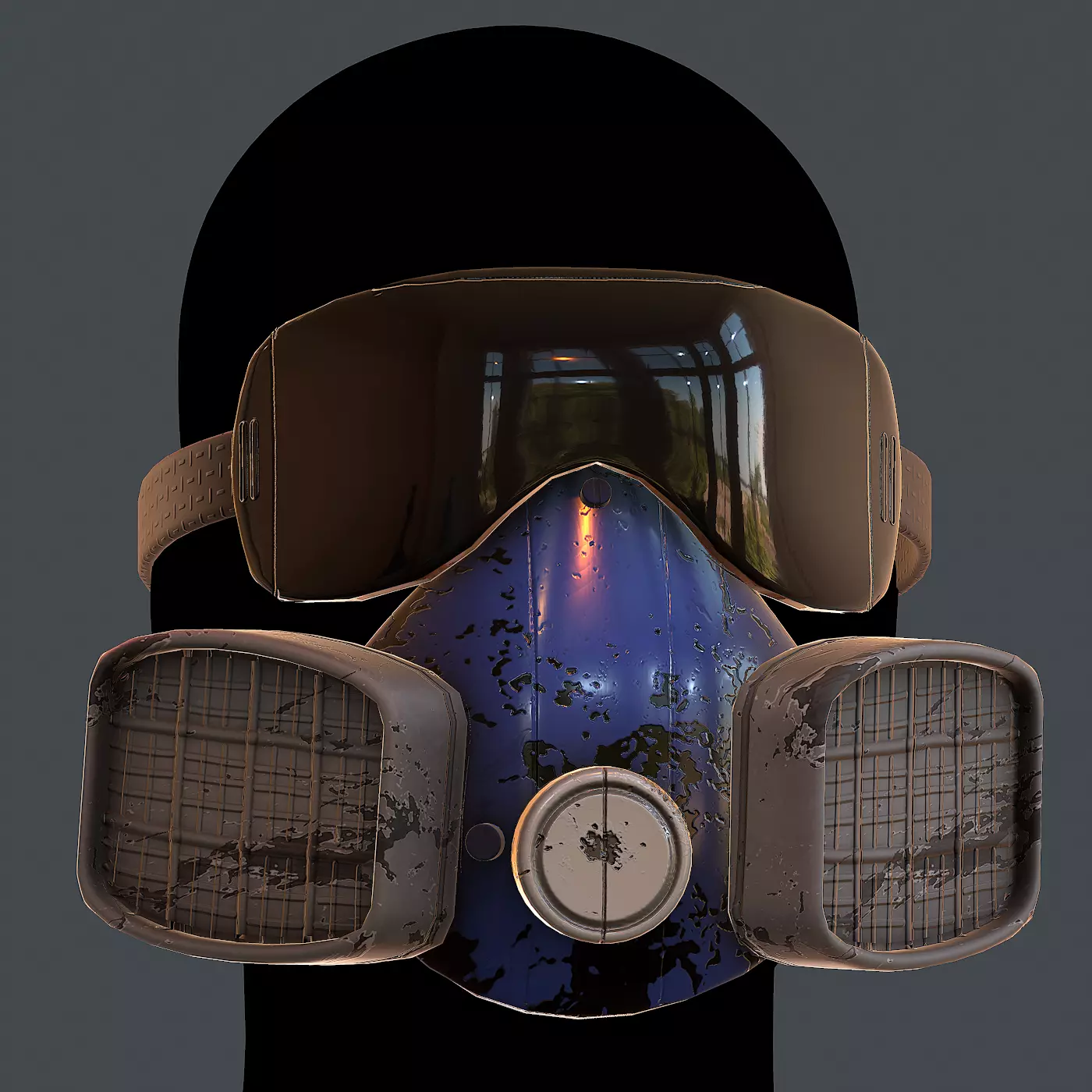 Gas mask helmet 3d model scifi Low-poly Low-poly 3D model_0