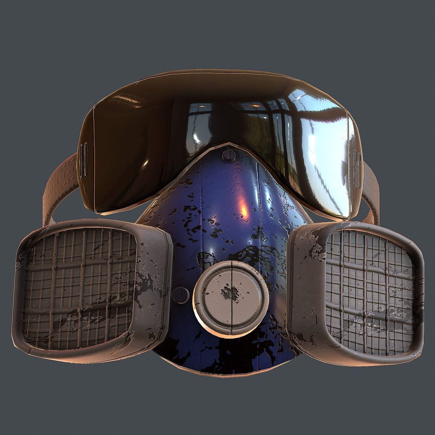 Gas mask helmet 3d model scifi Low-poly Low-poly 3D model_2