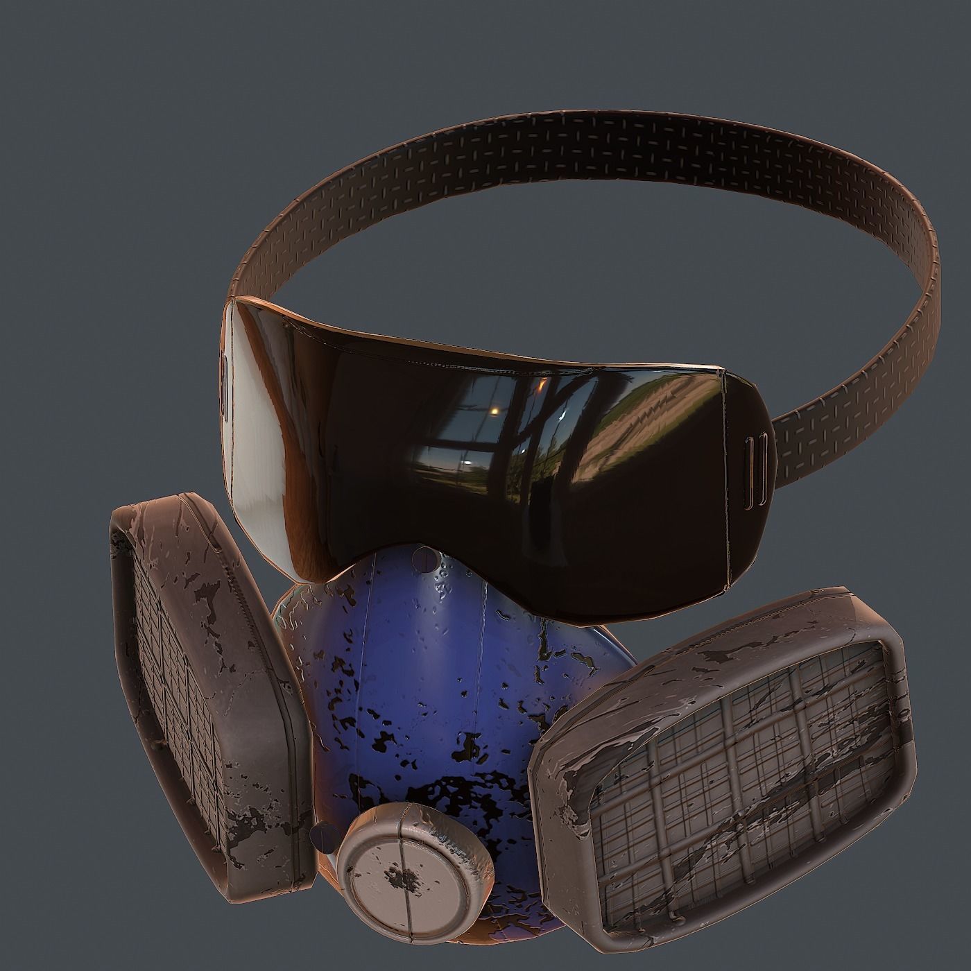 Gas mask helmet 3d model scifi Low-poly Low-poly 3D model_4