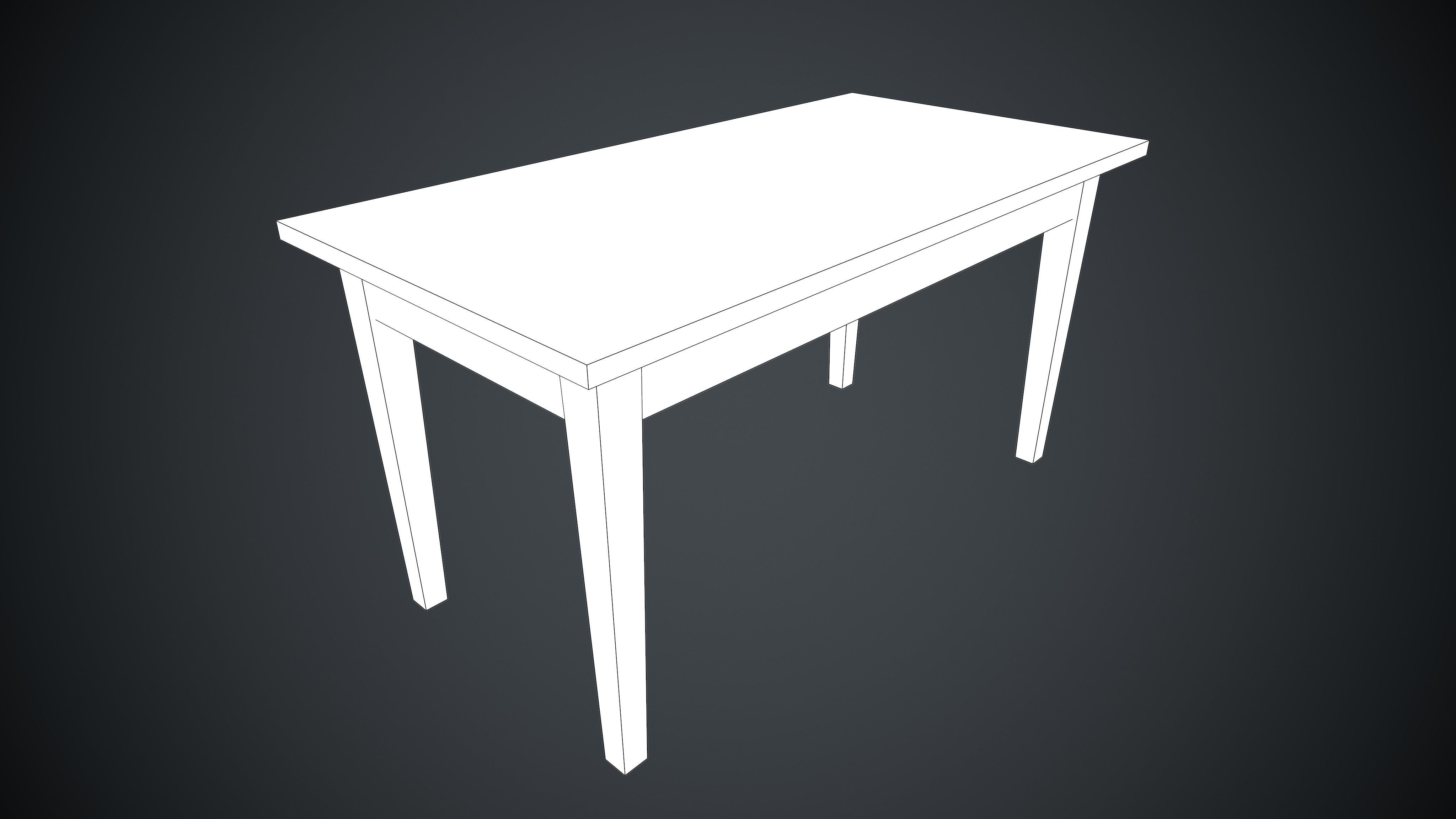Chair and Table Wooden PBR Low-poly 3D model_10