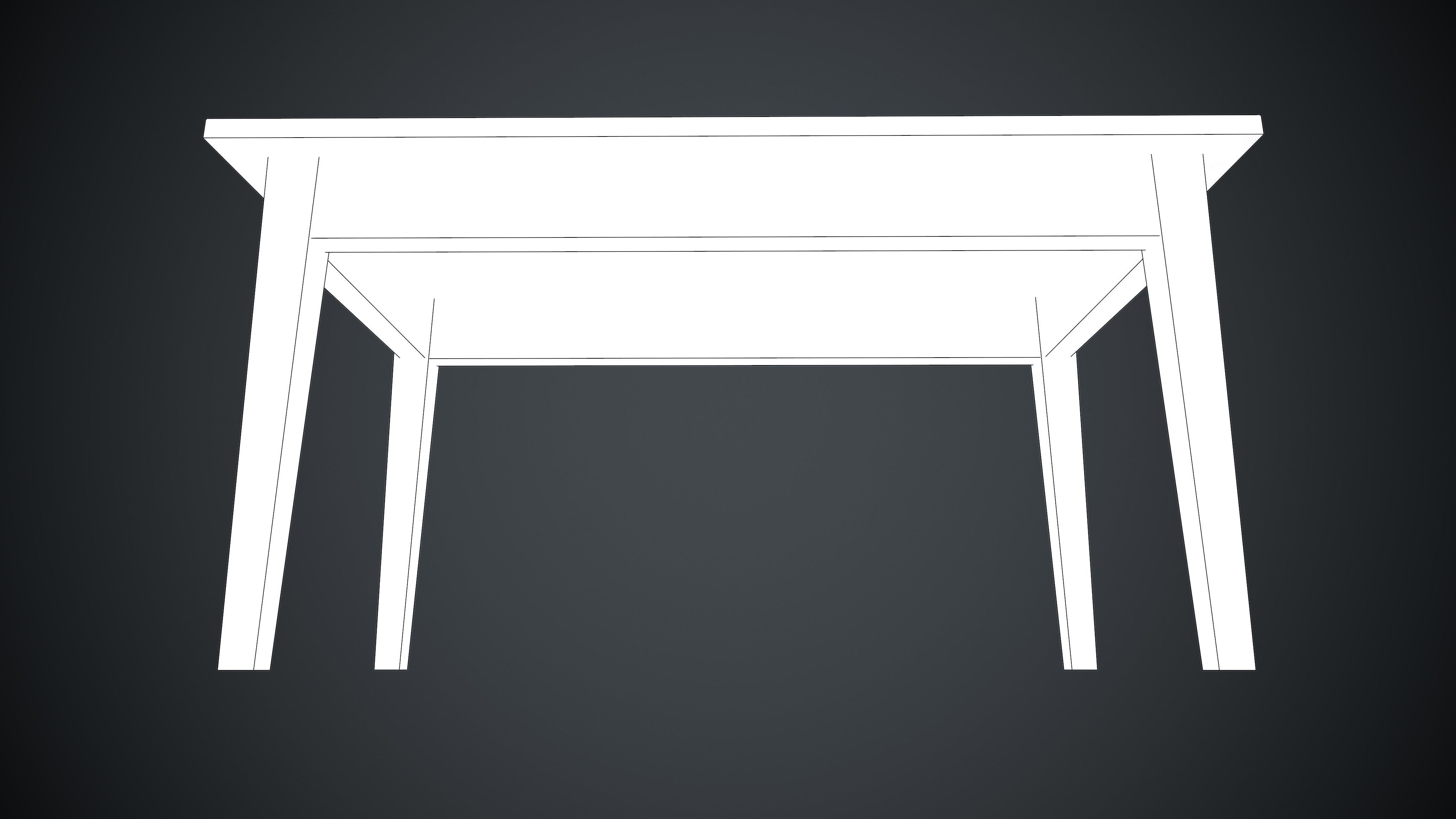 Chair and Table Wooden PBR Low-poly 3D model_11