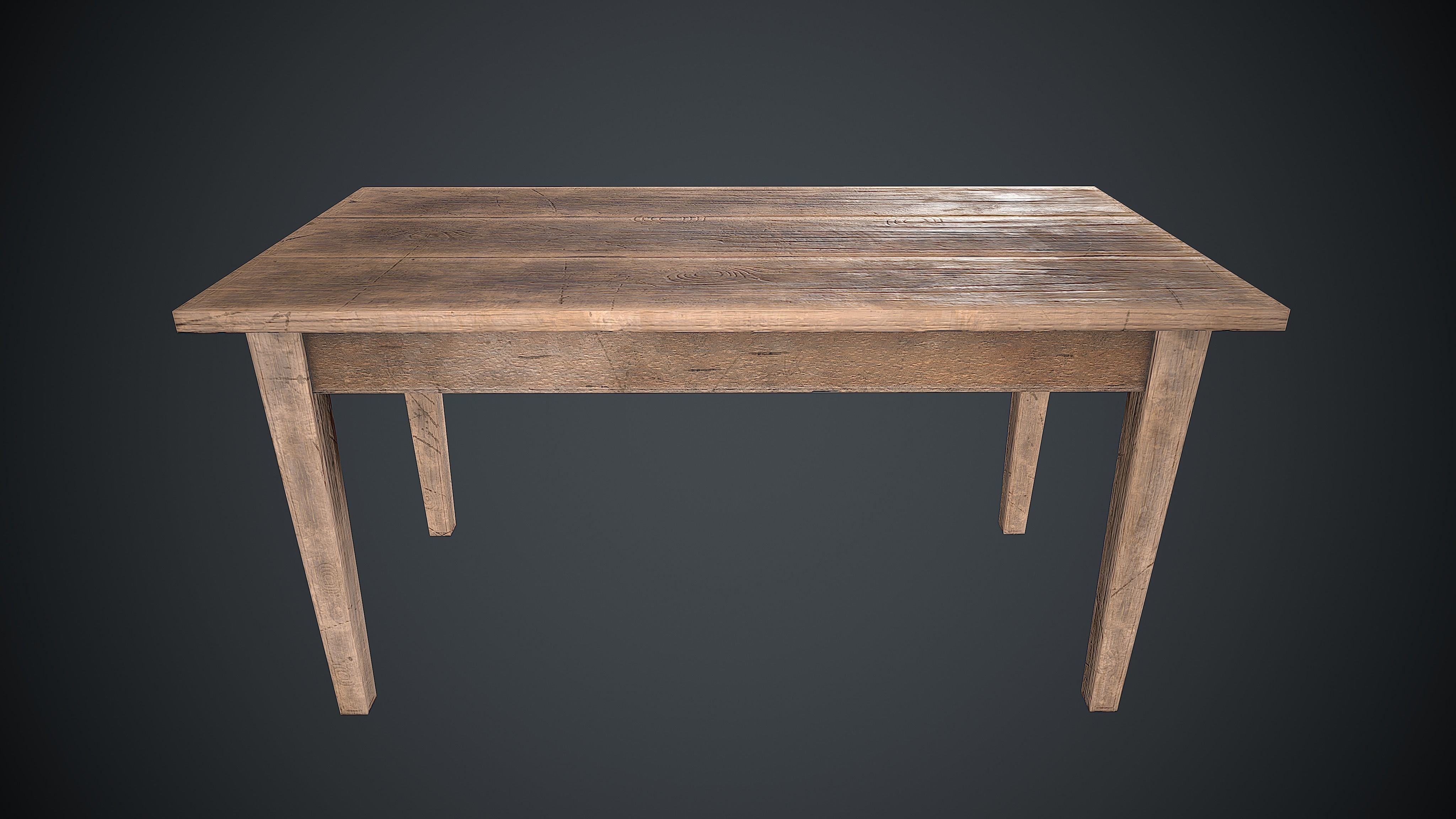 Chair and Table Wooden PBR Low-poly 3D model_7