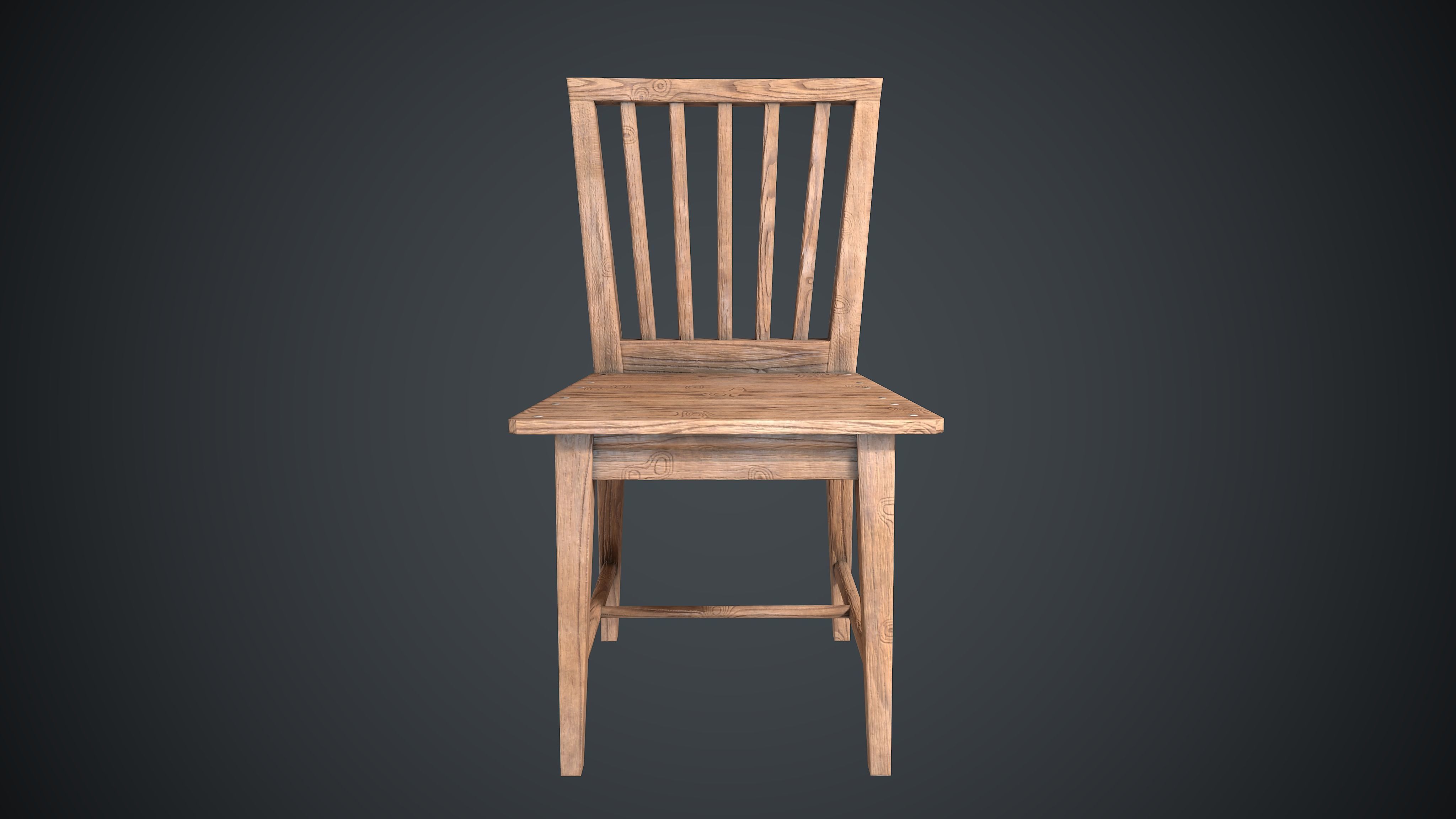 Chair and Table Wooden PBR Low-poly 3D model_4