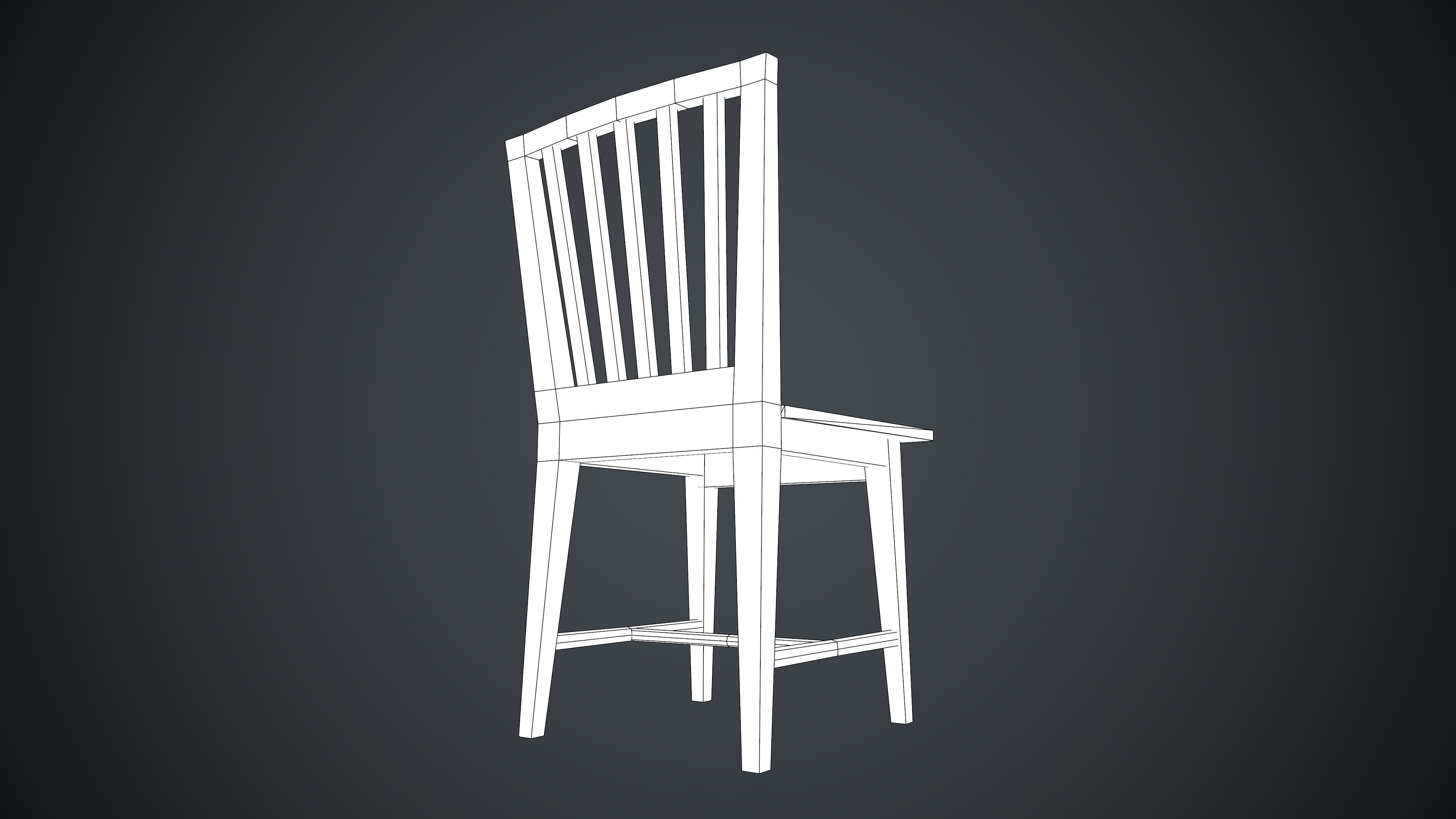 Chair and Table Wooden PBR Low-poly 3D model_9