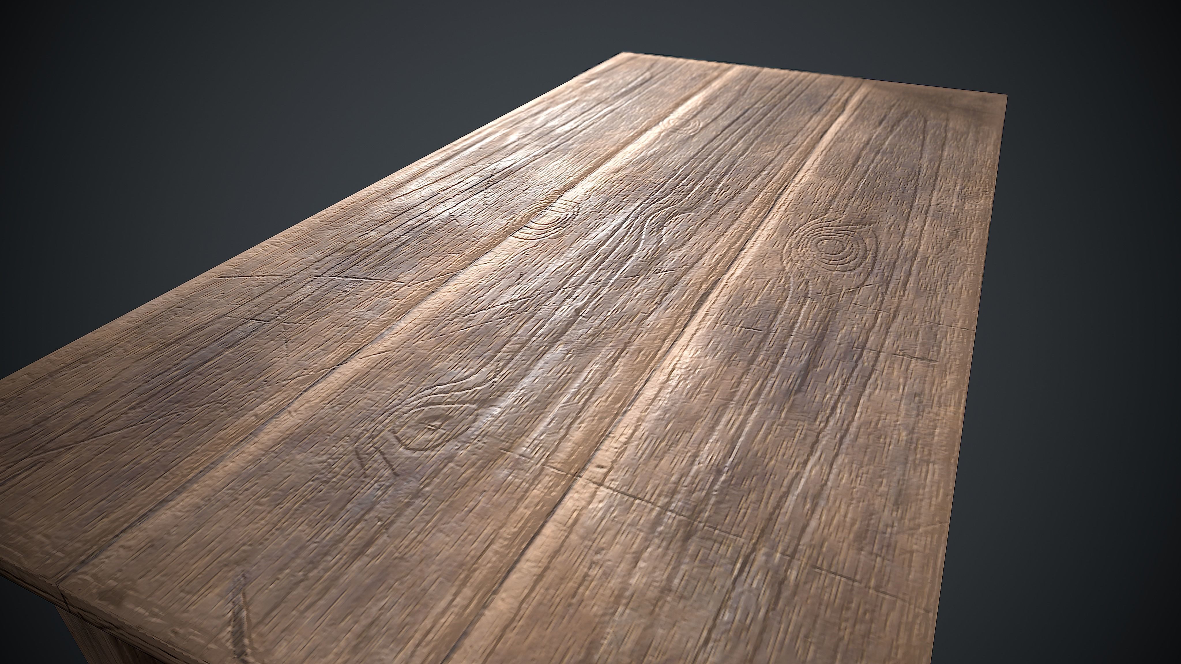 Chair and Table Wooden PBR Low-poly 3D model_5