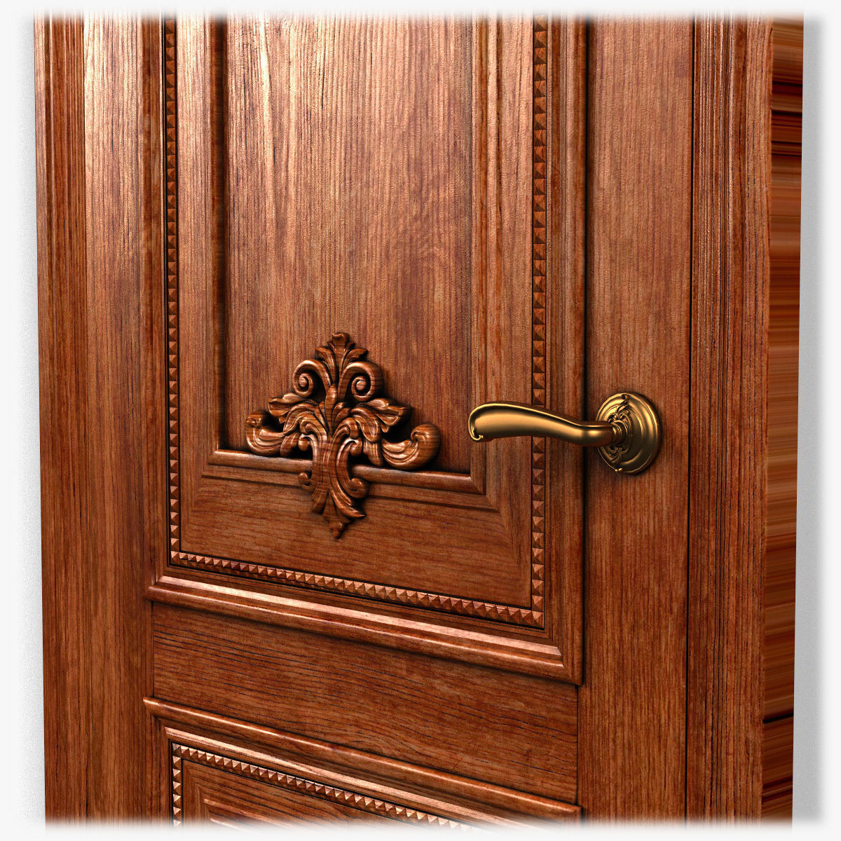 Door0059 wooden door on wall 3D model_3