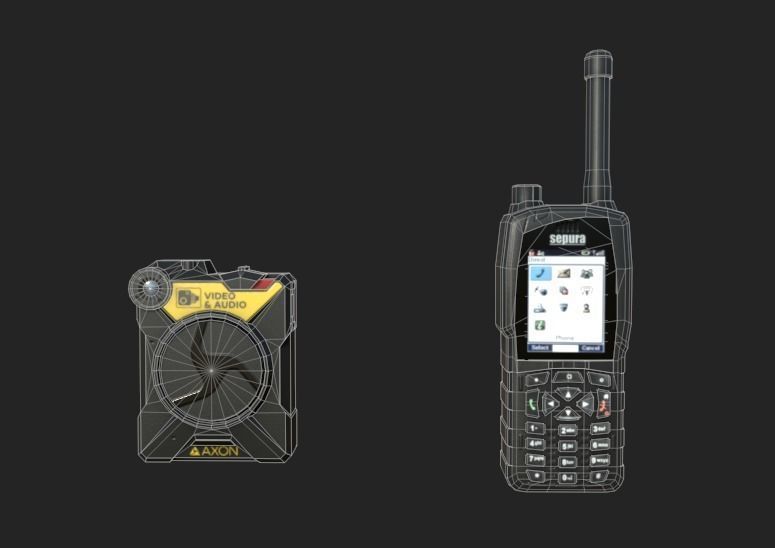 Bodycam and SC20 radio Low-poly 3D model_3
