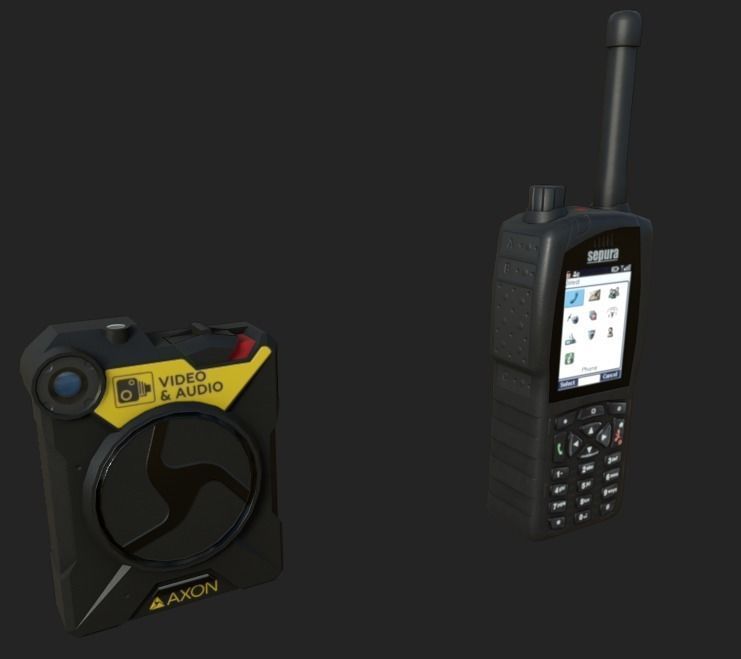 Bodycam and SC20 radio Low-poly 3D model_1