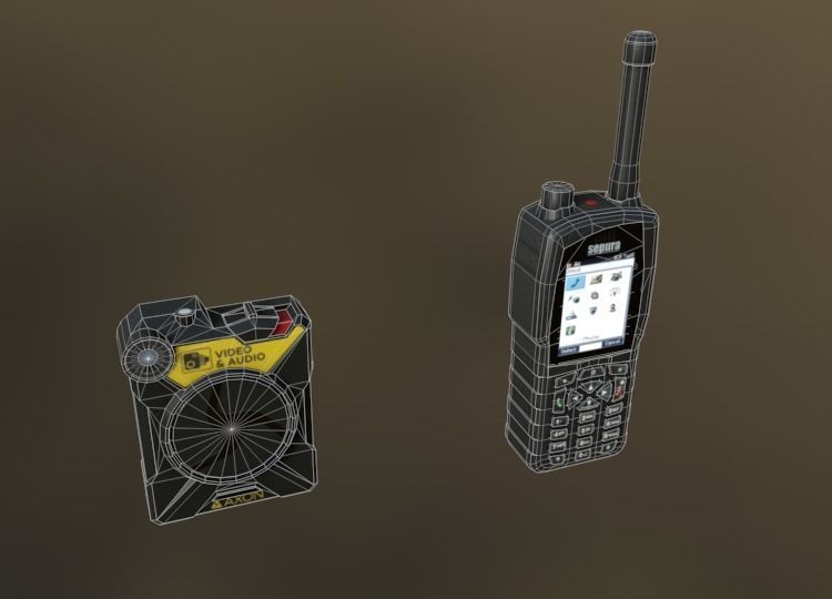 Bodycam and SC20 radio Low-poly 3D model_2