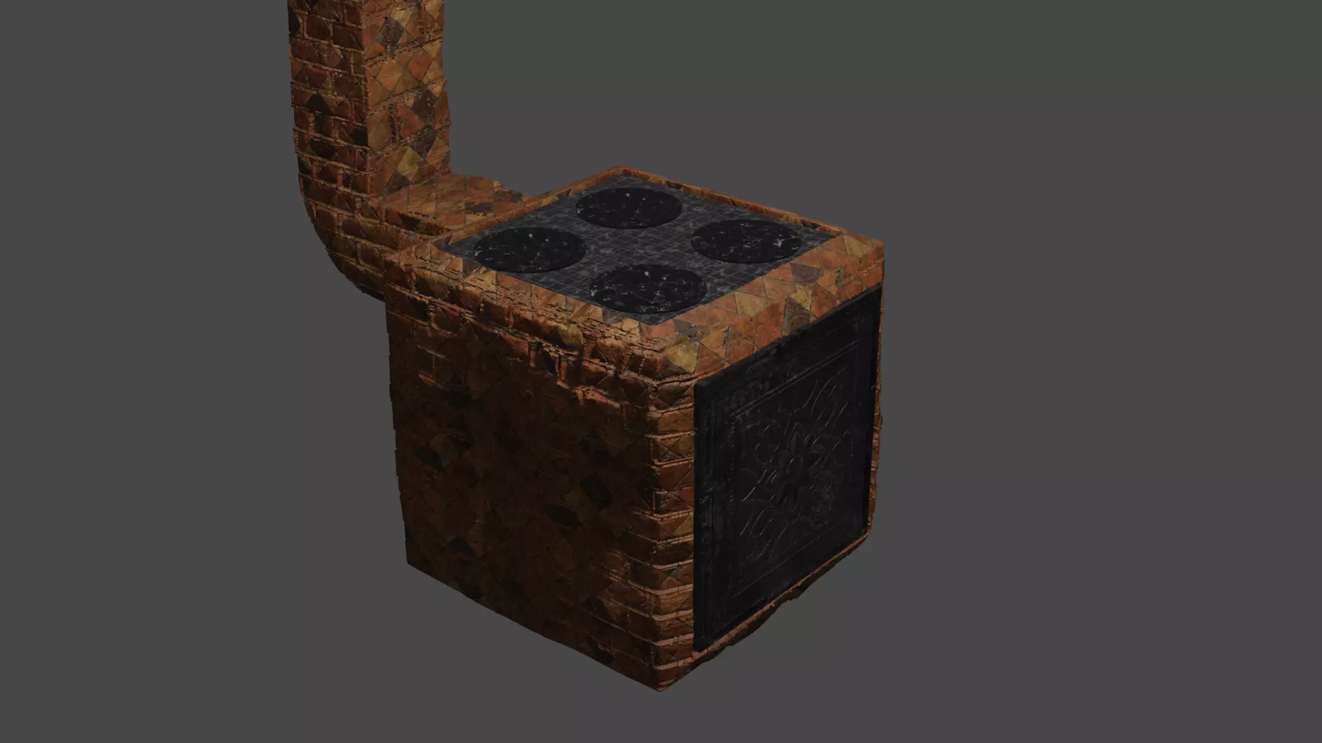 oven 3d model brick wall with fireplace in it 3D model_0