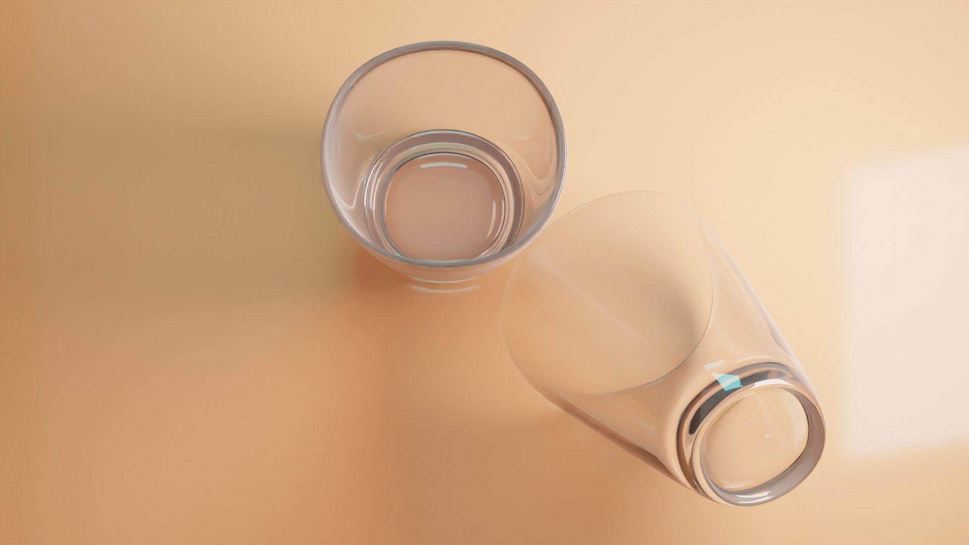 Realistic Glass and cup on table 3D model_2