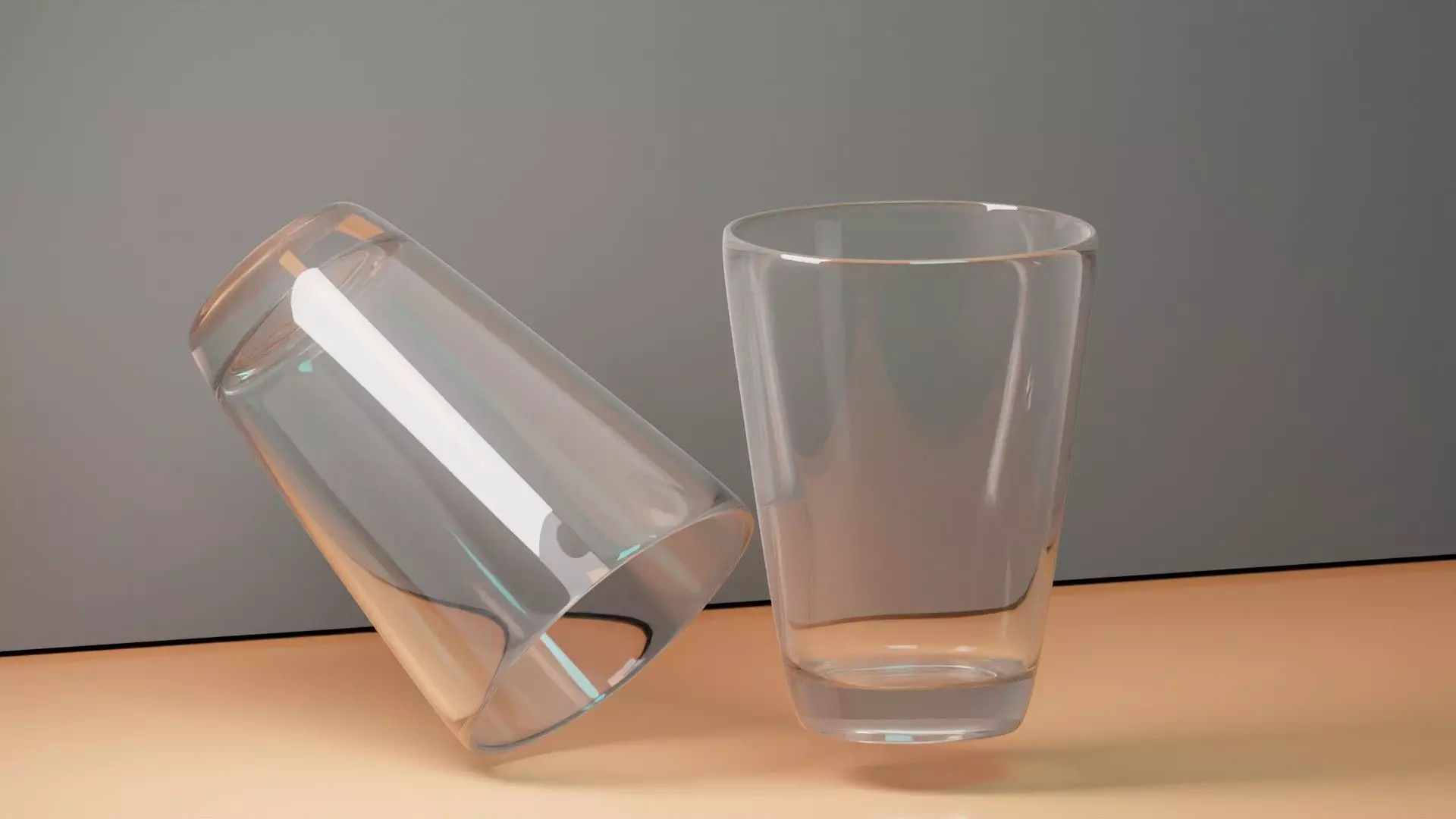 Realistic Glass and cup on table 3D model_0