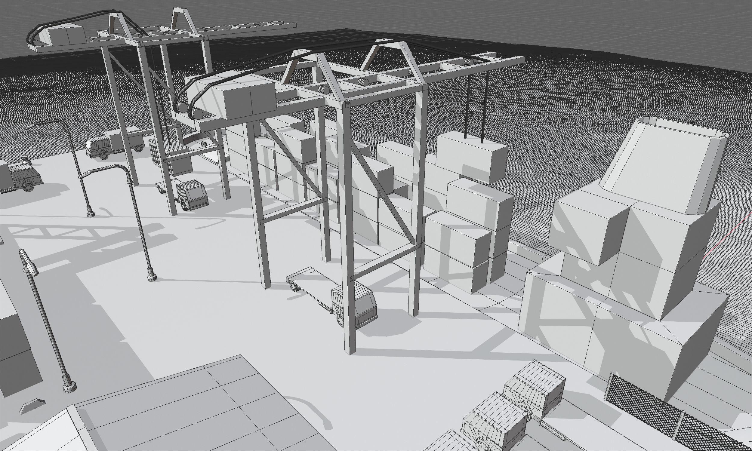 Realistic isometric cargo port scene free VR / AR / low-poly 3D model ...