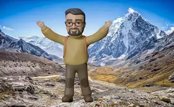 Mid-Asian man backpacking