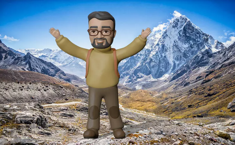 Mid-Asian man backpacking 3D model
