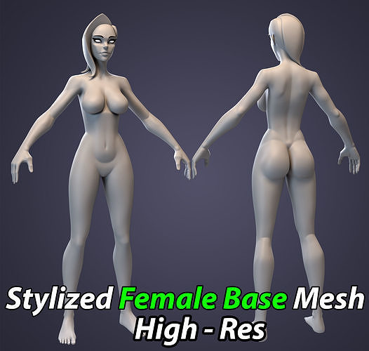Stylized Female Basemesh - High Res Low-poly 3D model
