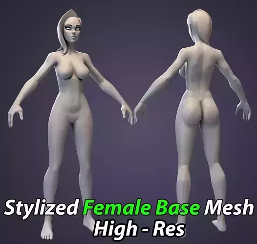 Stylized Female Basemesh - High Res Low-poly 3D model