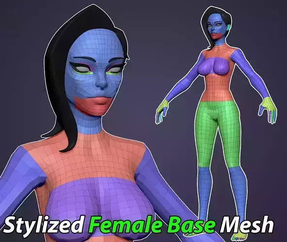 Stylized Female Basemesh - Low Res Low-poly 3D model
