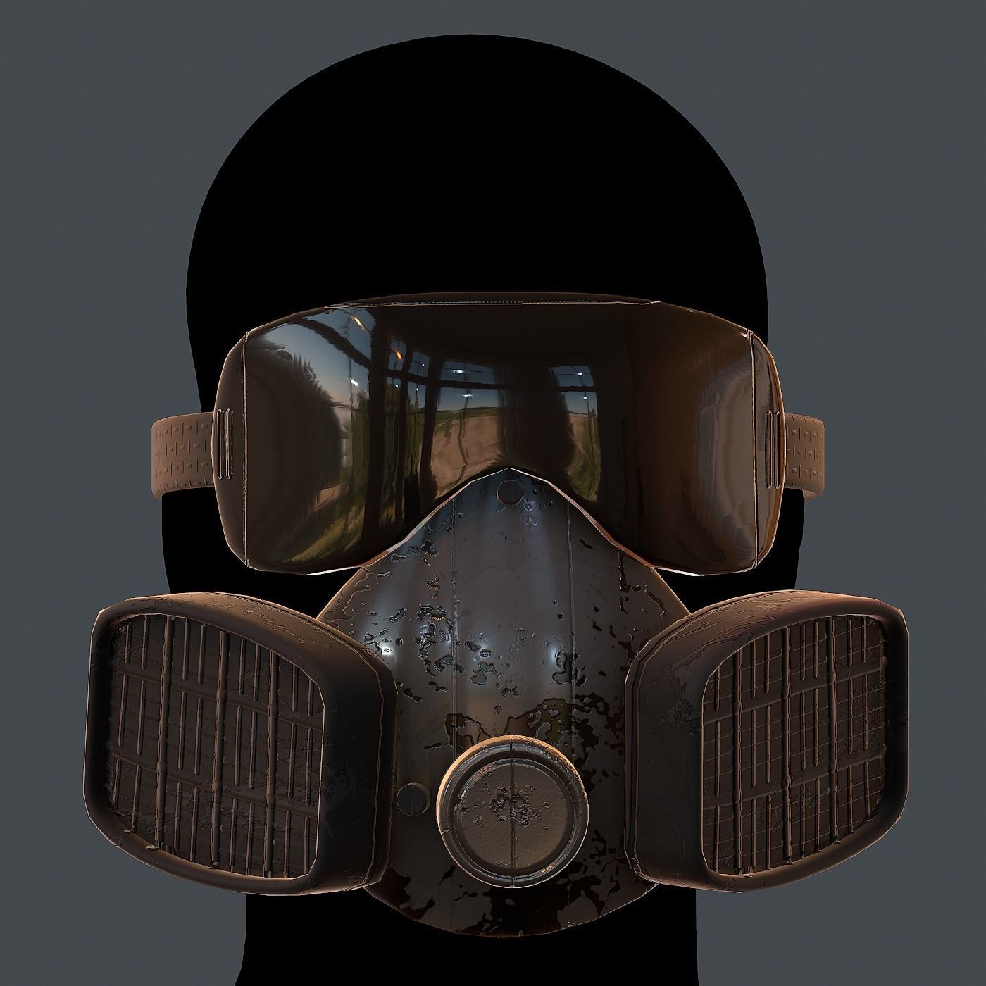 Gas mask helmet 3d model scifi Low-poly Low-poly 3D model_2
