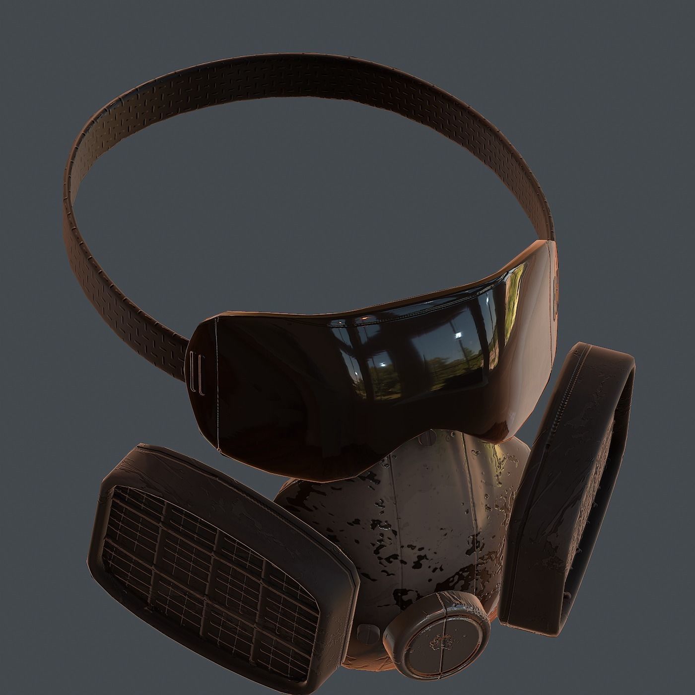 Gas mask helmet 3d model scifi Low-poly Low-poly 3D model_9