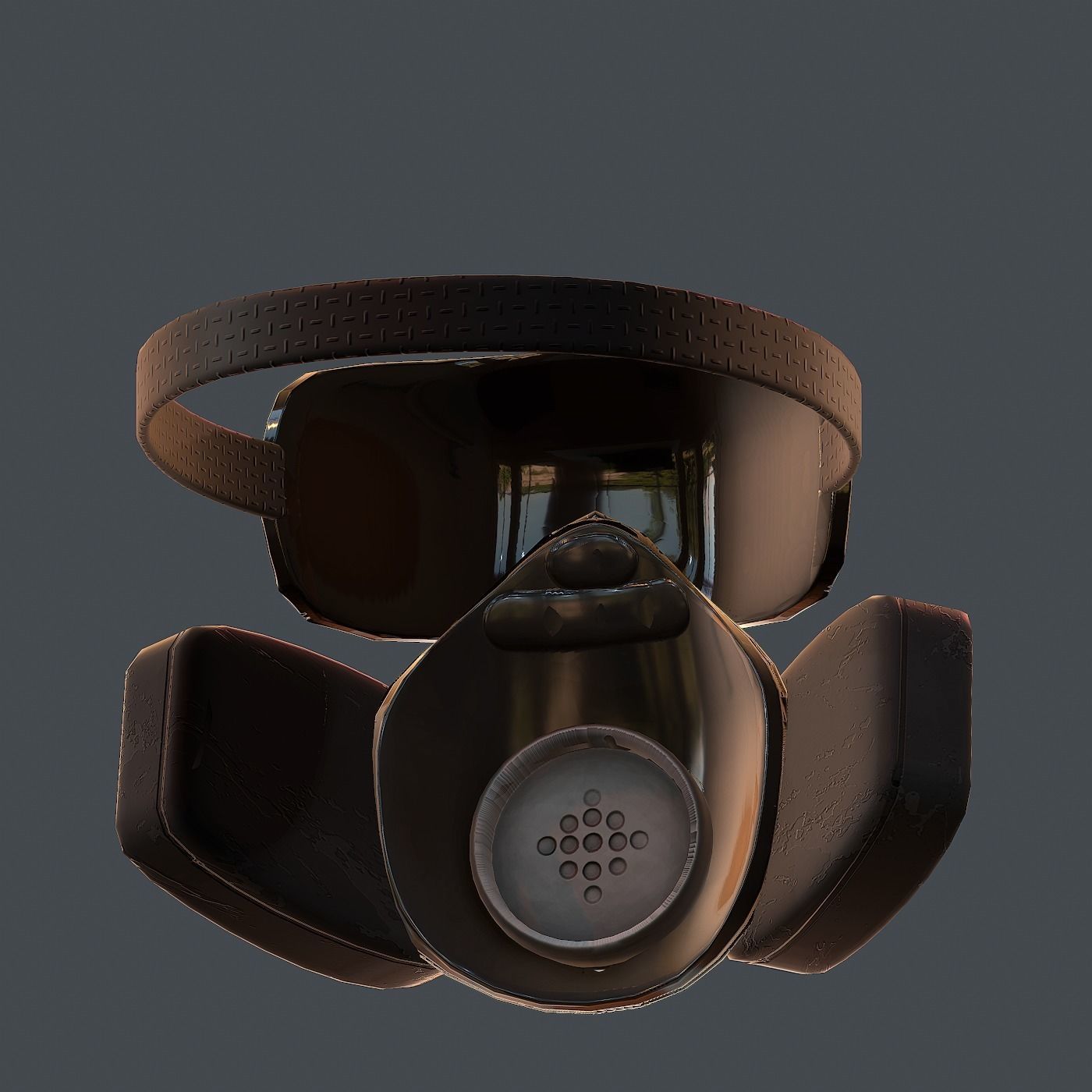 Gas mask helmet 3d model scifi Low-poly Low-poly 3D model_4