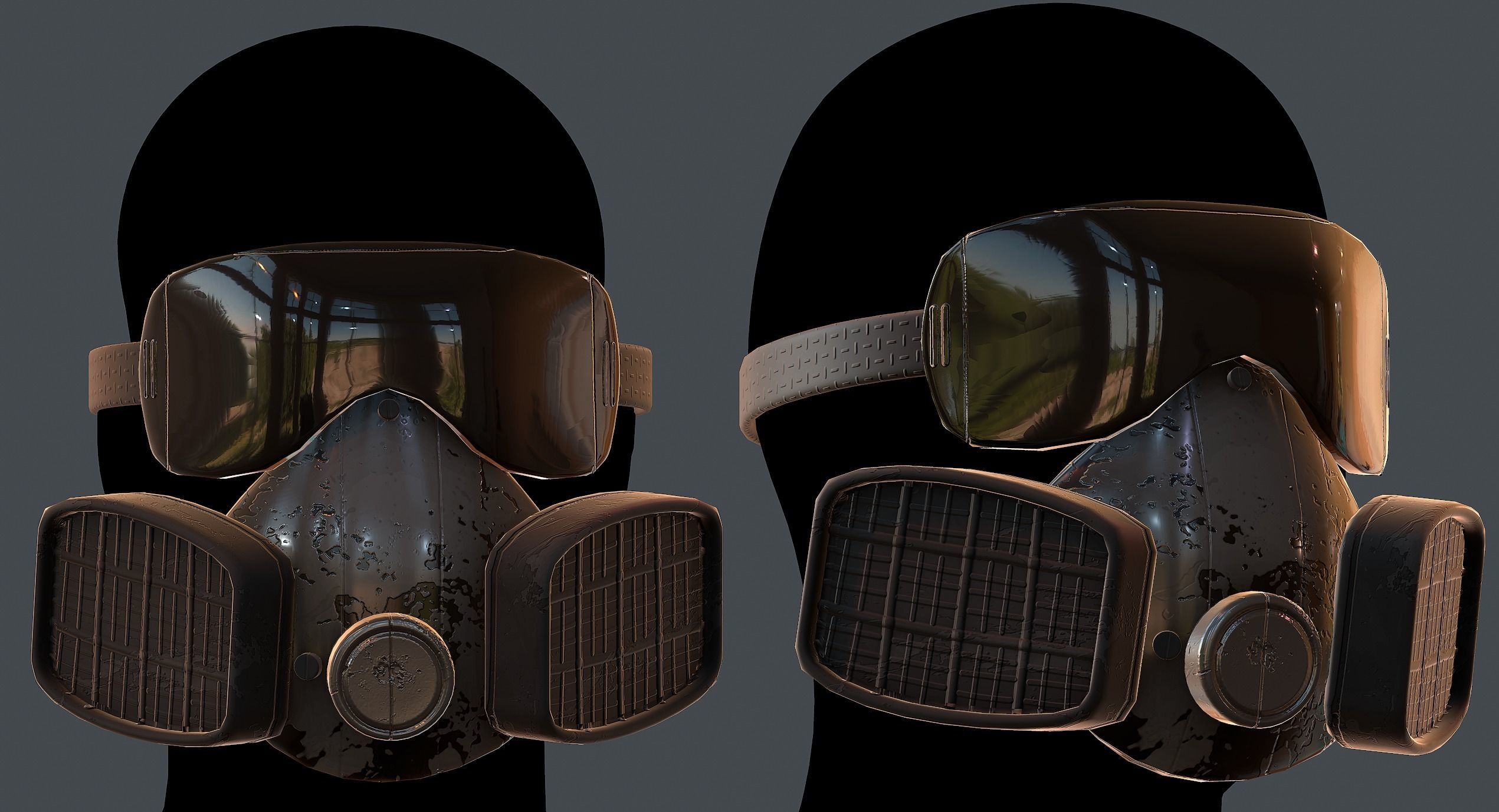 Gas mask helmet 3d model scifi Low-poly Low-poly 3D model_1