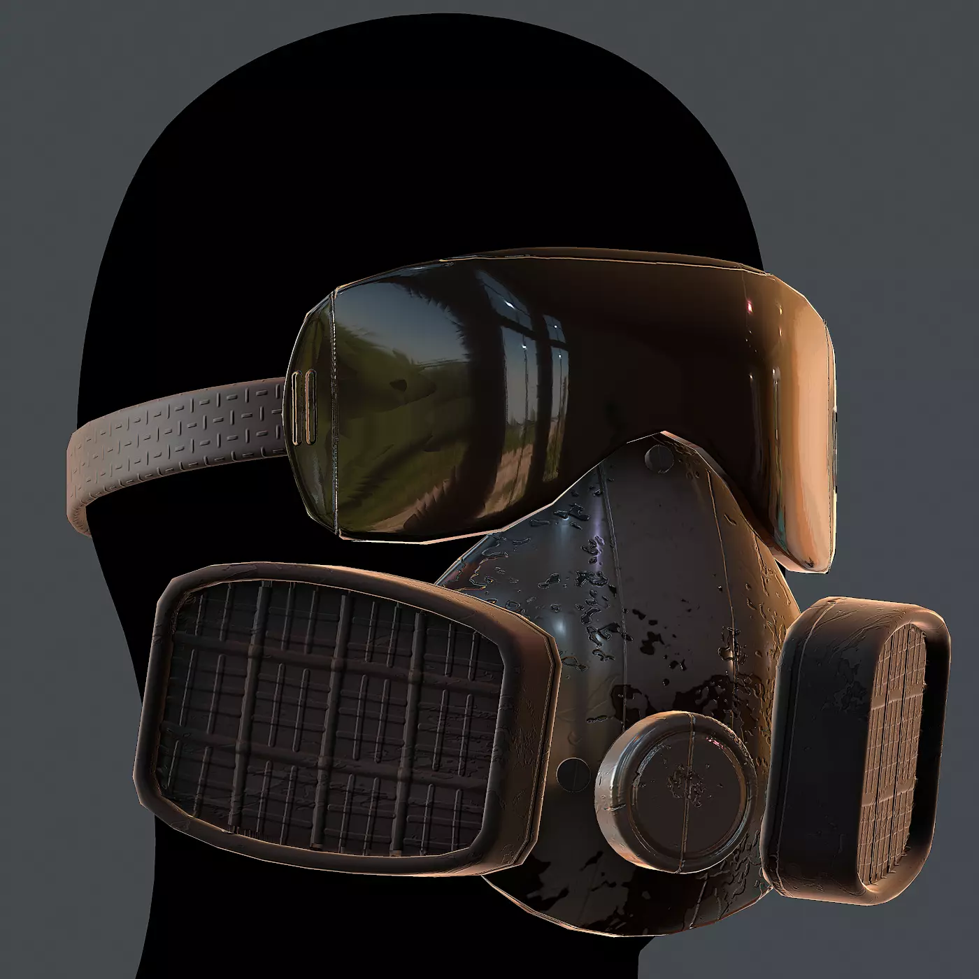 Gas mask helmet 3d model scifi Low-poly Low-poly 3D model_0
