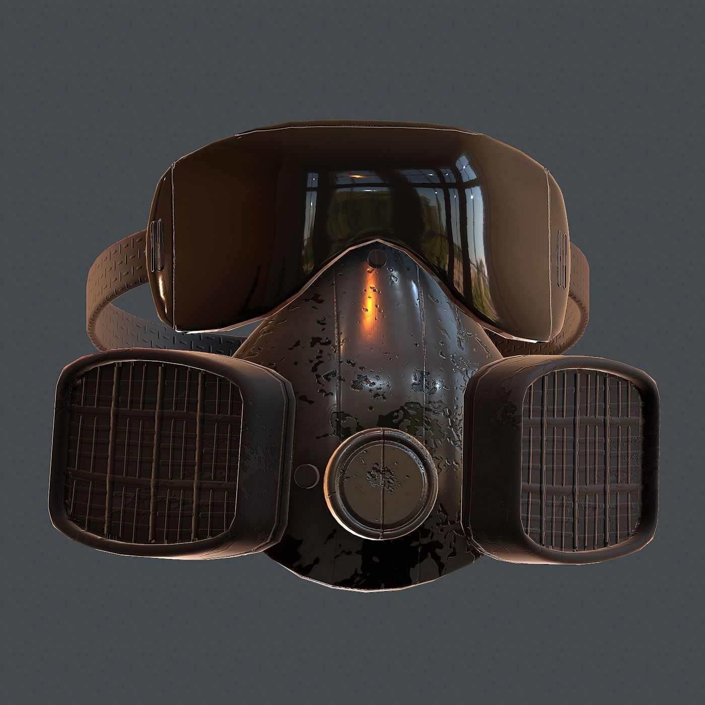 Gas mask helmet 3d model scifi Low-poly Low-poly 3D model_10