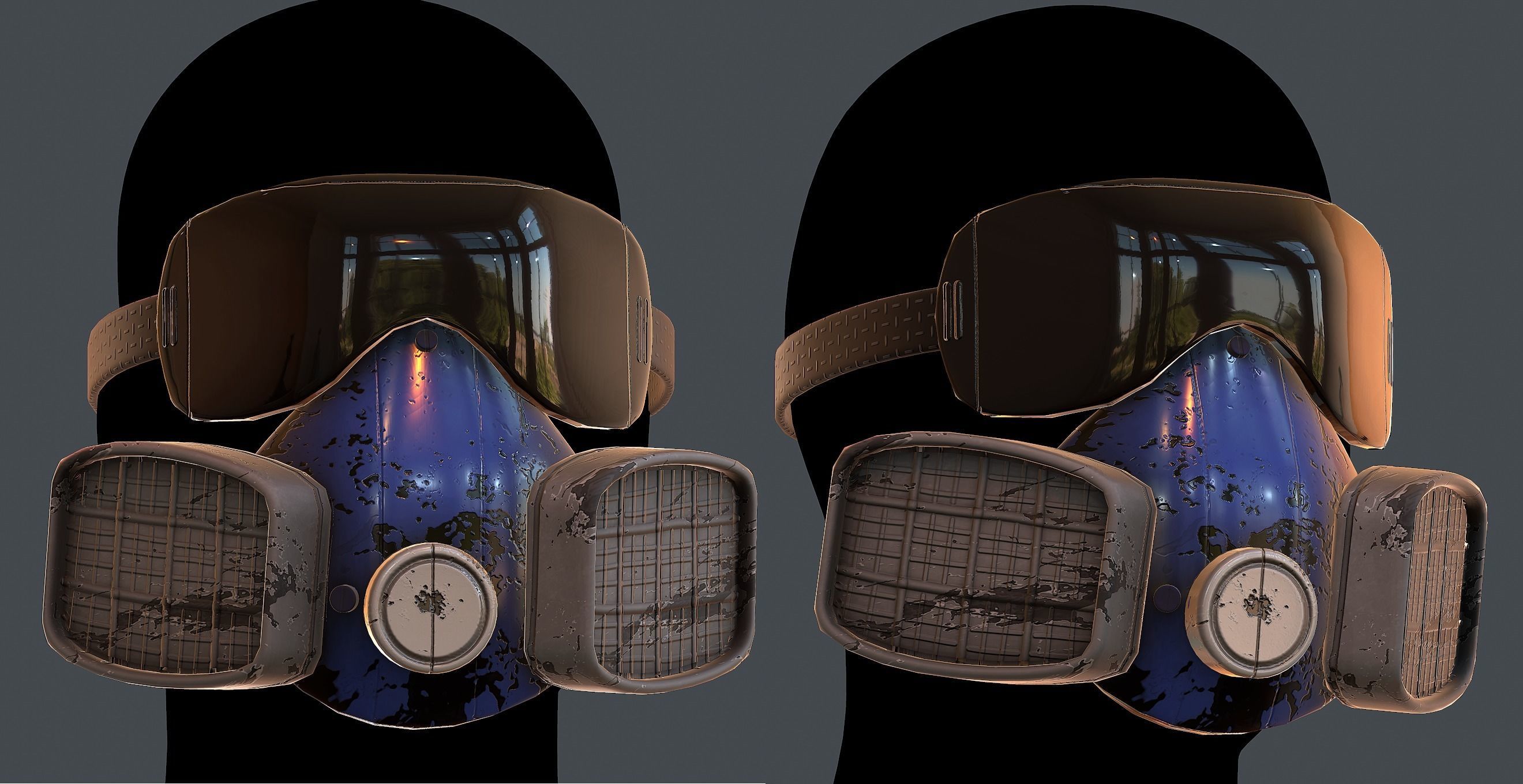 Gas mask helmet 3d model scifi Low-poly Low-poly 3D model_12